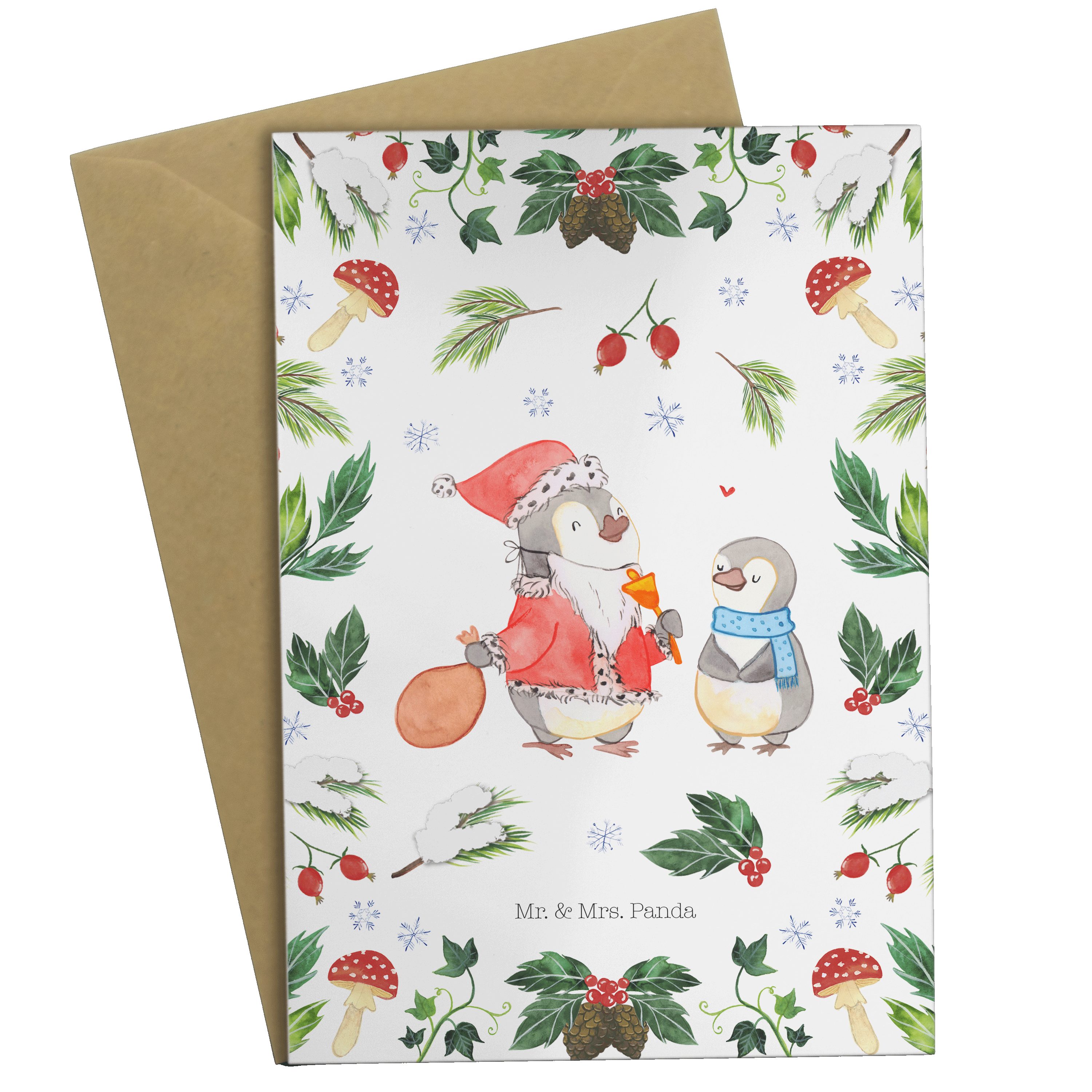 Mr. & Mrs. Panda Grußkarte Pinguin Wunschliste - Weiß - Geschenk, Winter, Einladungskarte, Karte