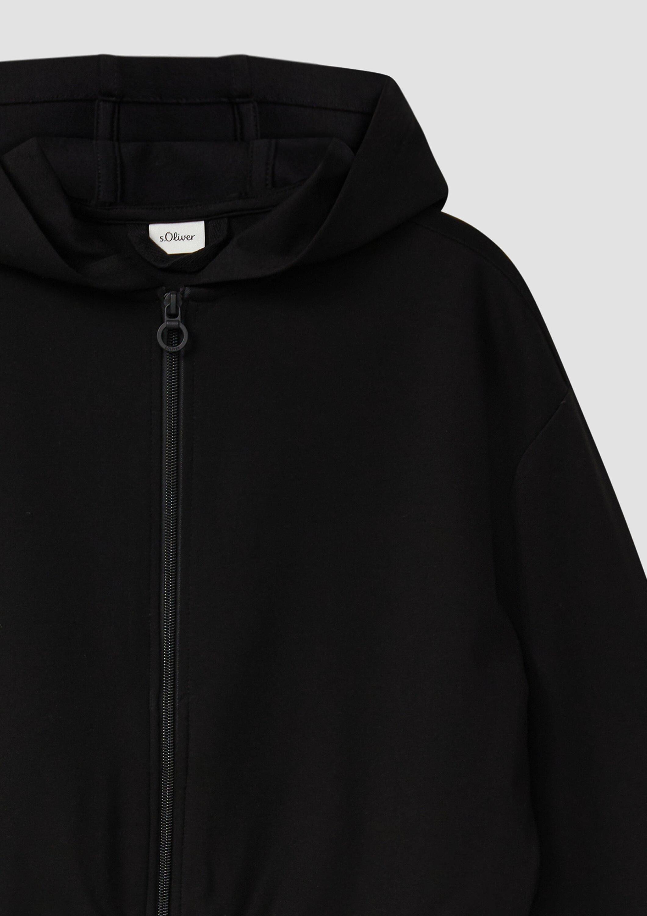 s.Oliver Sweatjacke Sweatshirt Jacke Interlock-Kapuzenjacke im Boxy Fit