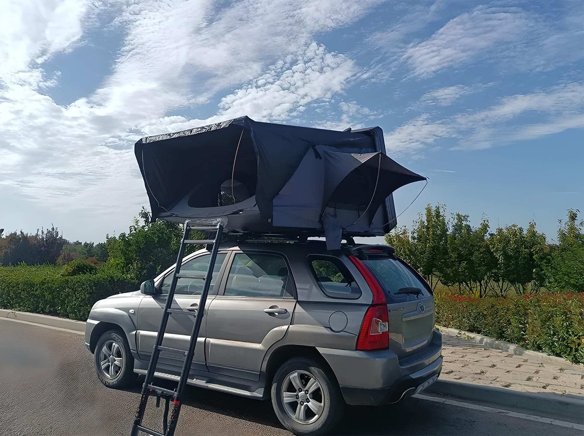 TZIpower Dachzelt Dachzelt Autodachzelt Aluminium Case 2 Größen 5 Personen Schwarz LED, Personen: 5