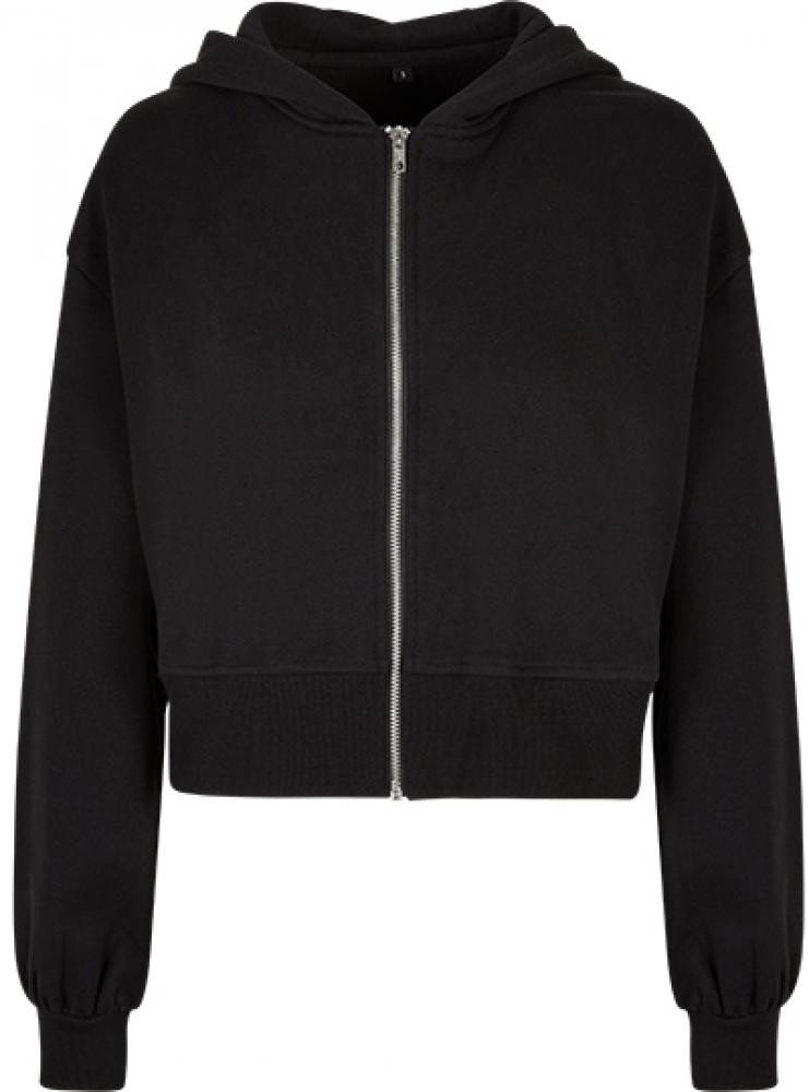 Build Your Brand Kapuzensweatjacke Damen Short Oversized Kapuzenjacke Kurze Länge