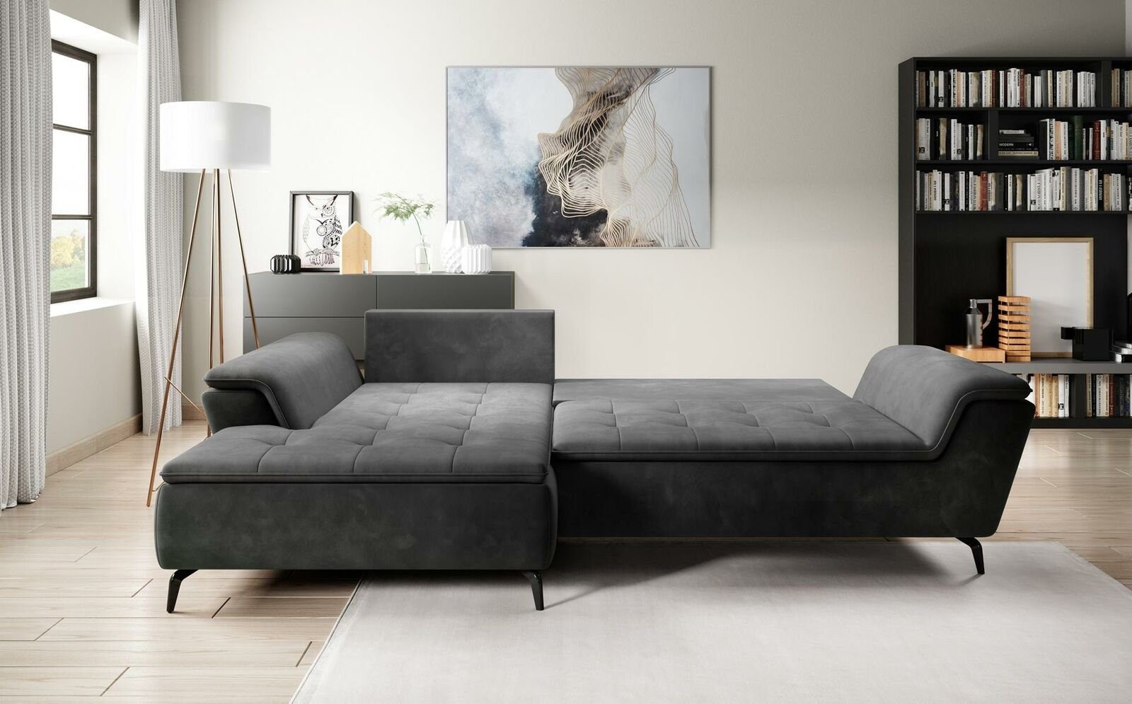 L-Form Ecksofa Sofa Couch Wohnlandschaft Design, in Eck JVmoebel Textilsofa Made Europe