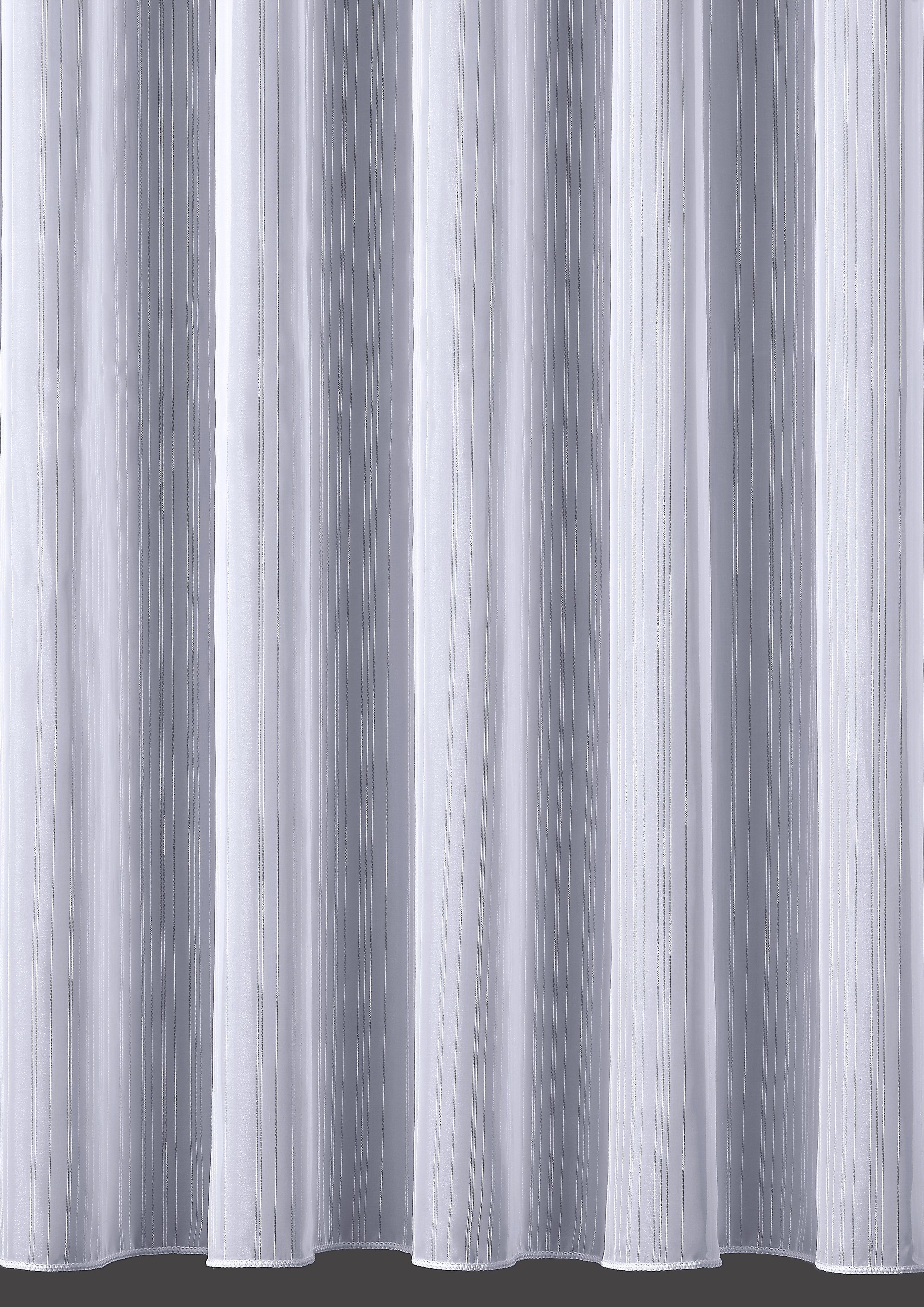 DecoHome24 Gardine Voile Streifen Weiß (1 St), Kräuselband, halbtransparent, Voile, Store