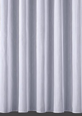 Gardine Voile Streifen Weiß, DecoHome24, Kräuselband (1 St), halbtransparent, Voile, Store