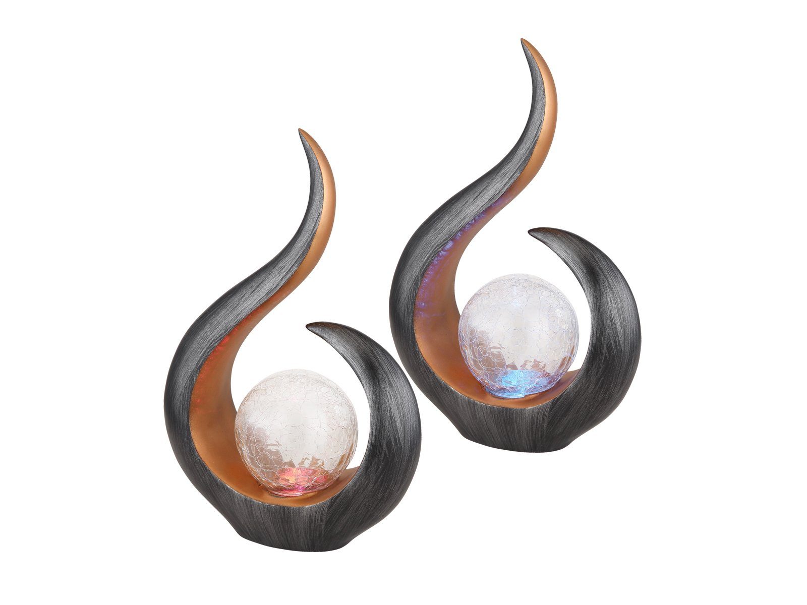 GLOBO LIGHTING LED Solarleuchte, Farbwechsel, LED fest integriert, 2erSet außergewöhnliche Solar Tischlampe kabel-los ohne Strom Outdoor