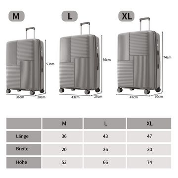 Powerwill Kofferset 3M-L-XL-Tlg Reisekoffer, 4 Rollen, (leicht und strapazierfähig, mit Innenfächern, 3 tlg., TSA-Schloss, mehr Sicherheit), Universalrädern, Doppelrädern