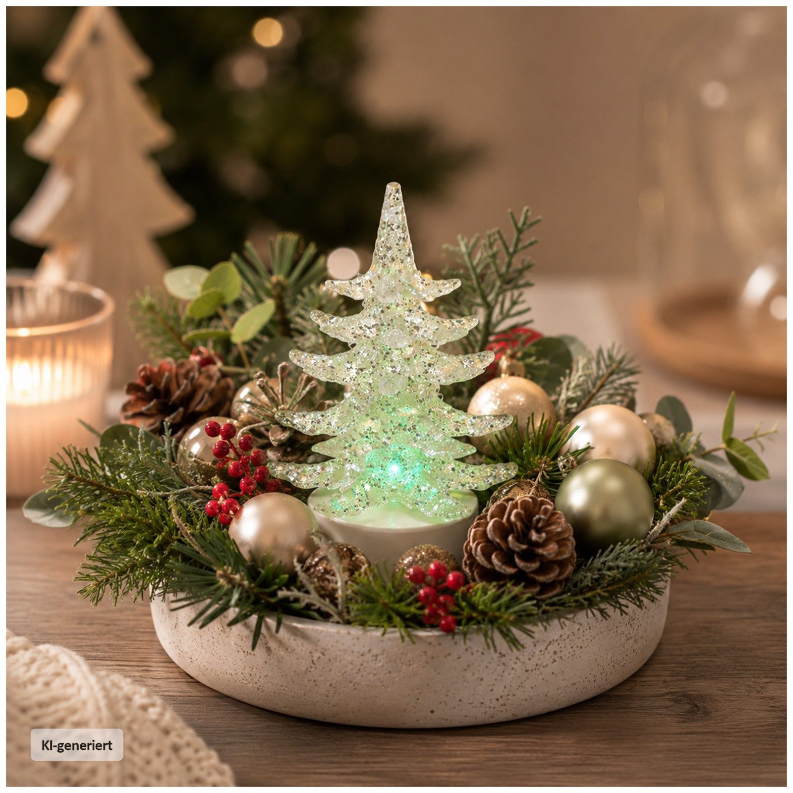 HTI-Living Weihnachtsfigur Funkelnder Weihnachtsbaum 6er Set klein (Stück, 6 St., 6 Weihnachtsbäume) – Bild 2 von 5