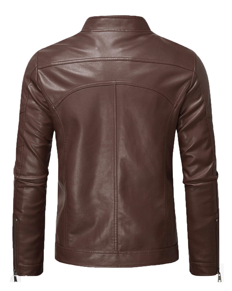 Allthemen Lederjacke Herren Bikerjacke mit Stehkragen günstig online kaufen