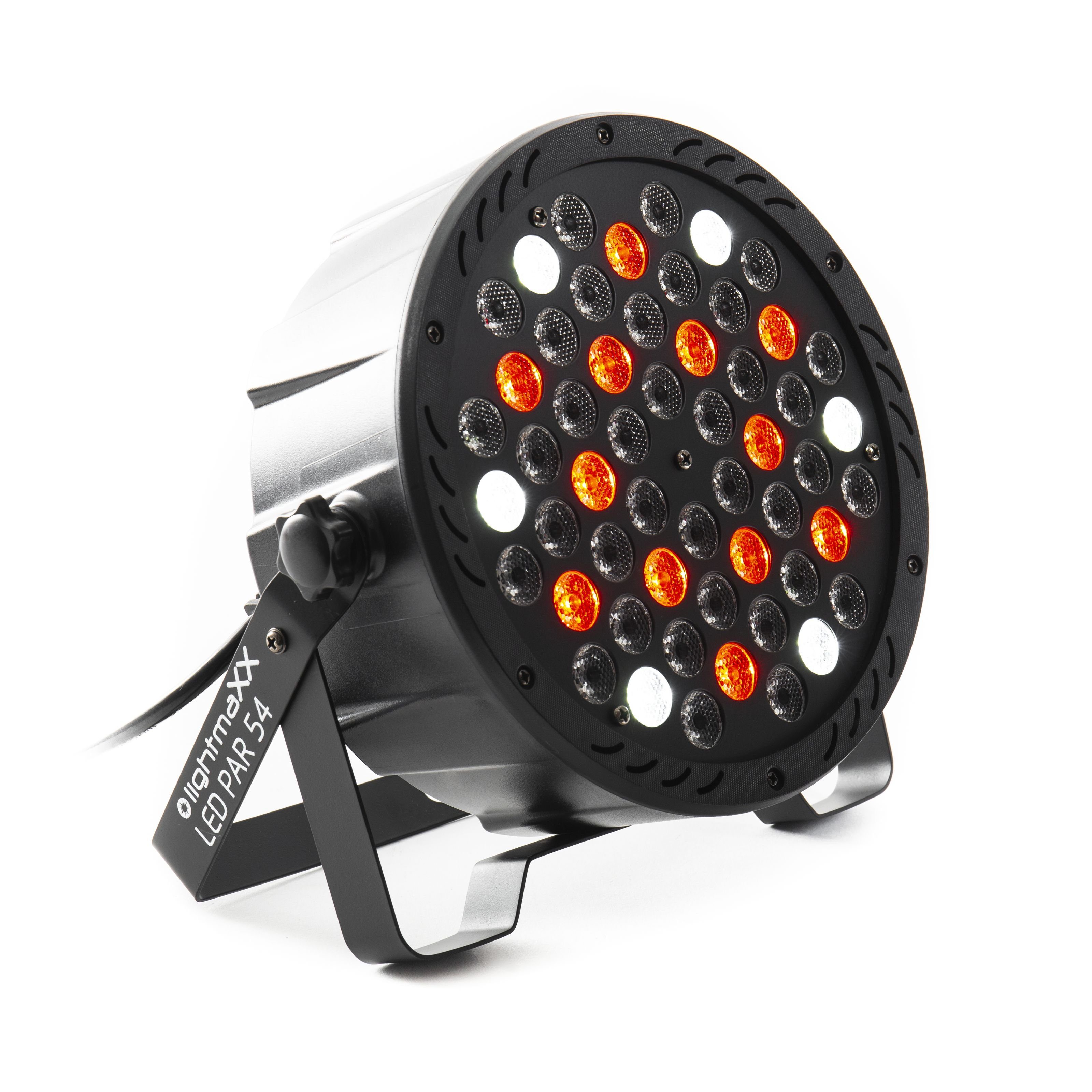 lightmaXX LED Scheinwerfer, LED PAR 54 Scheinwerfer, RGB-Farbmischung, DMX-Kanäle, Tanzflächenbel