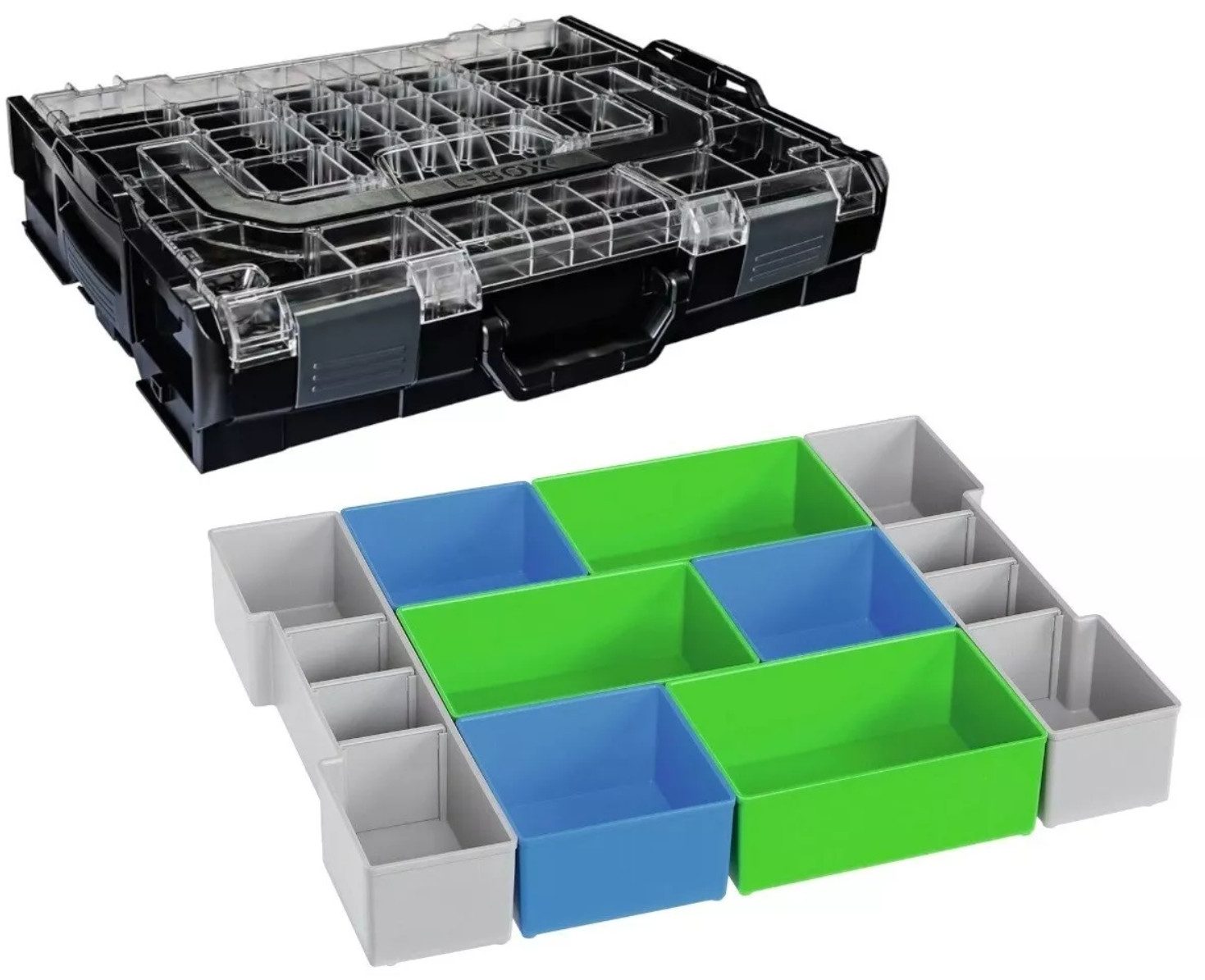 Sortimo® Werkzeugkoffer Bosch Sortimo L-Boxx 102 anthrazit Deckel Transparent mit Insetboxen