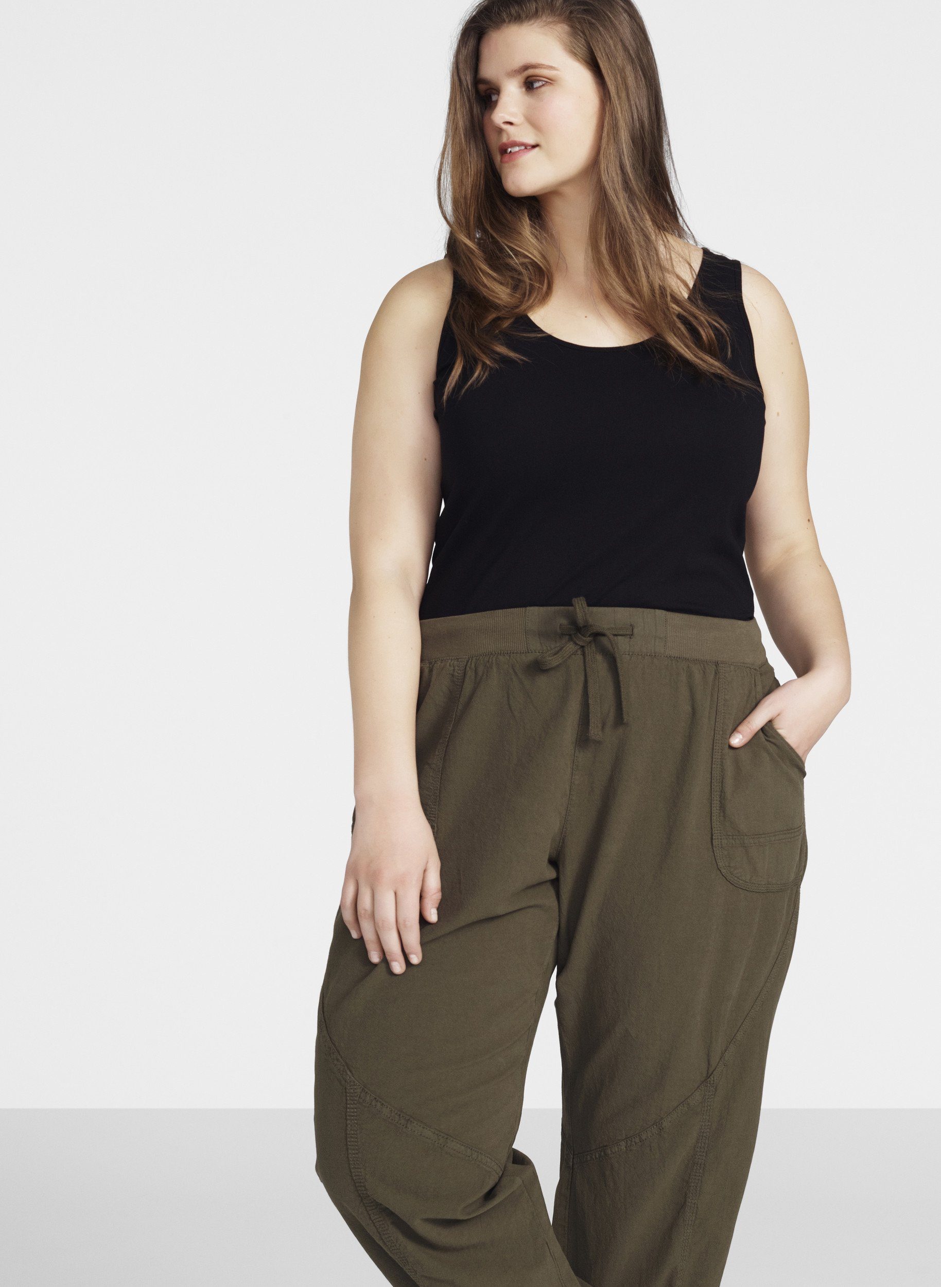 Damen Culotte Sommer 7/8 - Elastische Marlenehose Mit Taschen In Baumwoll-Leinen