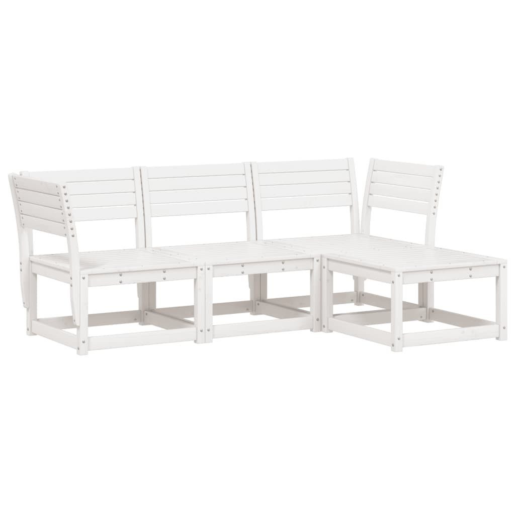 vidaXL Gartenlounge-Set 4-tlg. Garten-Lounge-Set Weiß Massivholz Kiefer..., (1-tlg)
