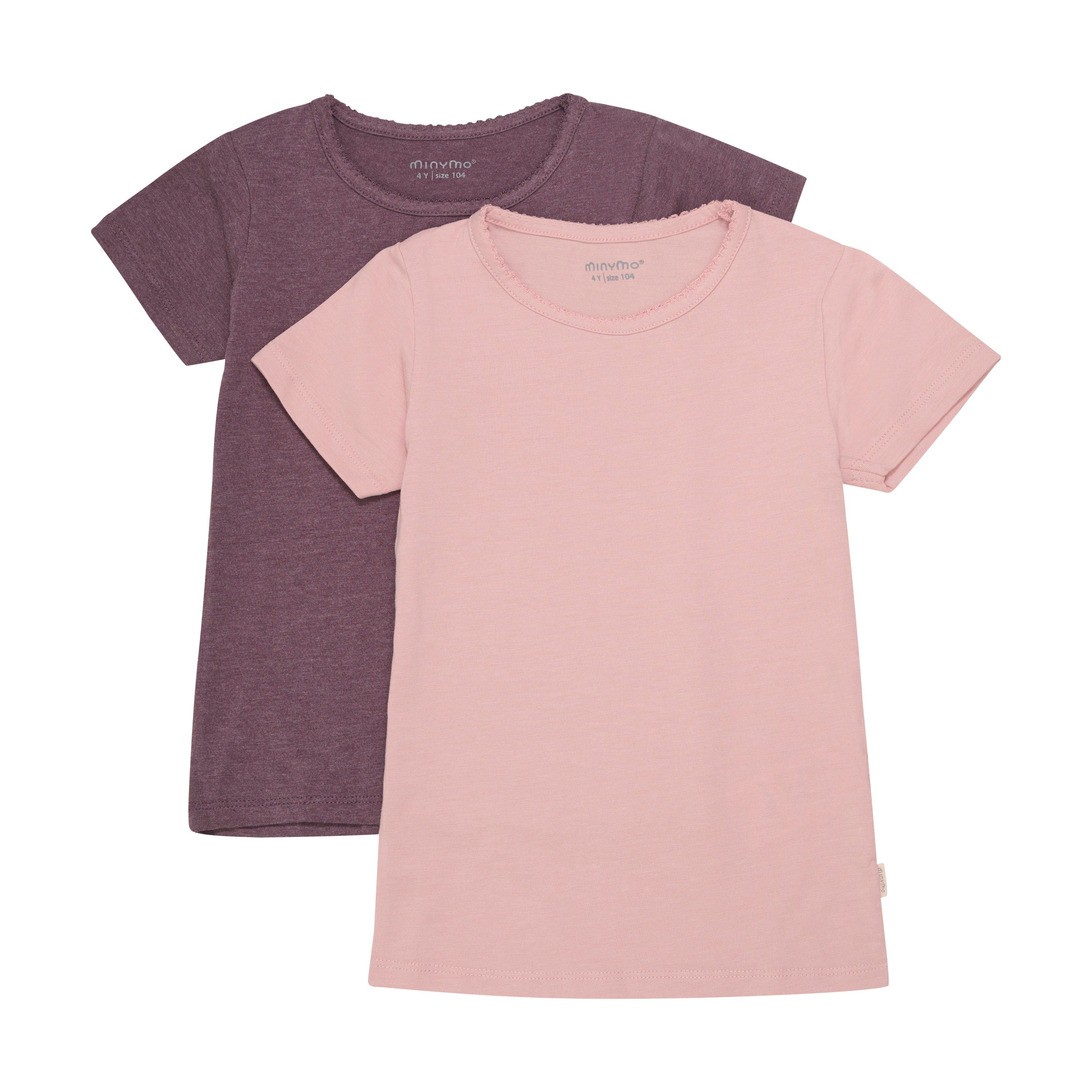 - 3933 MINYMO und Basic Minymo mit Print - MIBasic Kurzarmshirt 2er-Pack Misty T-Shirt 33 Rose - T-shirt (2-pack) (524)