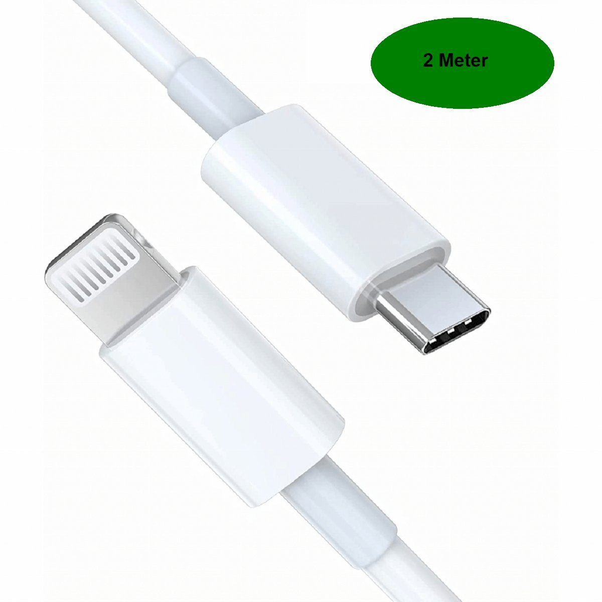 Ventarent 20W USB-C Ladeset für Apple iPhone iPad mit Lightning Kabel USB-Ladegerät (3000 mA, Set, 2-tlg., 20W USB-C Netzadapter + 2m USB-C auf Lightning Kabel  – Bild 2 von 5