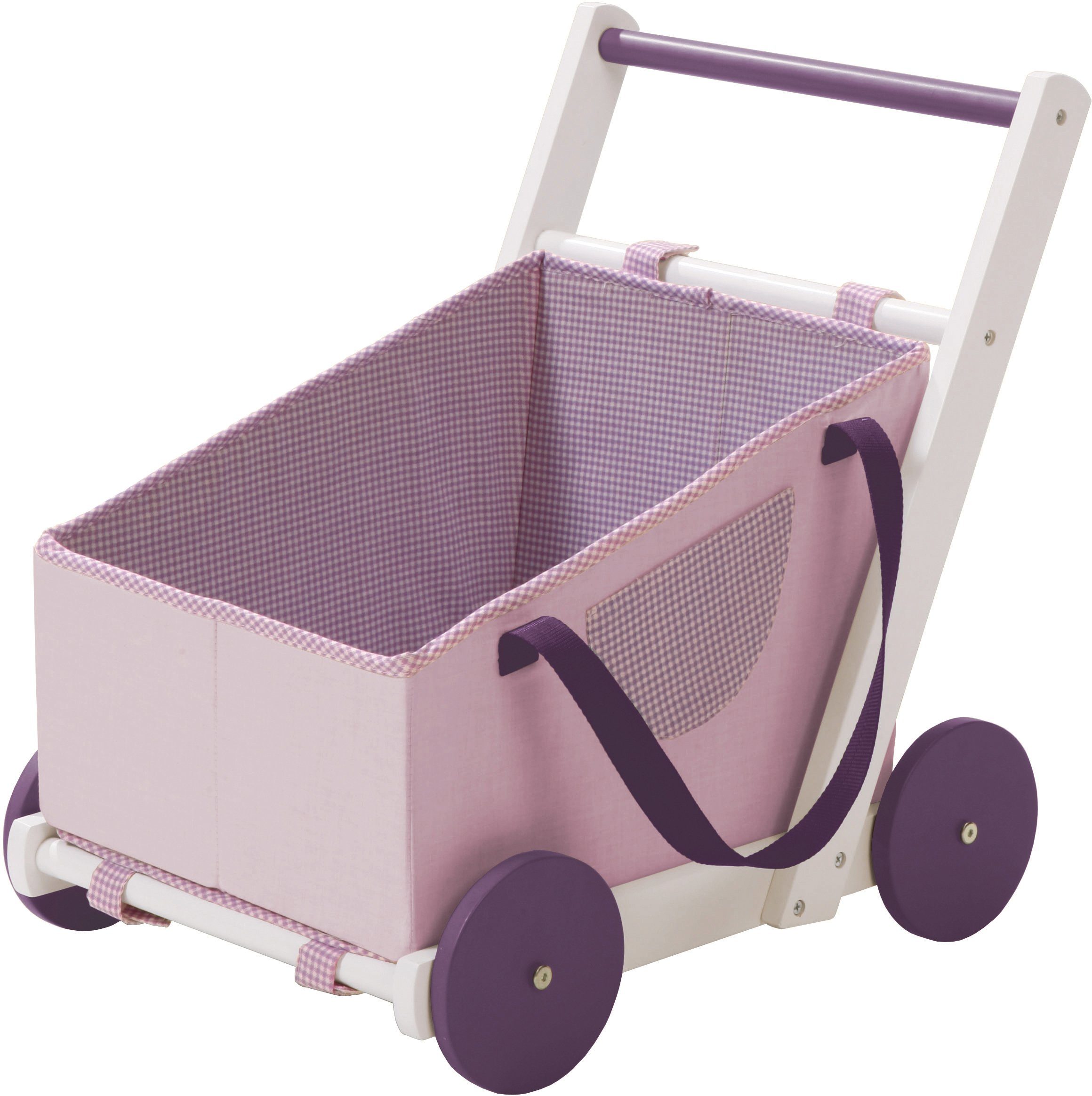 aus Tragetasche Stoff Fienchen, Holz Puppenwagen aus mit roba® Holzspielzeug,