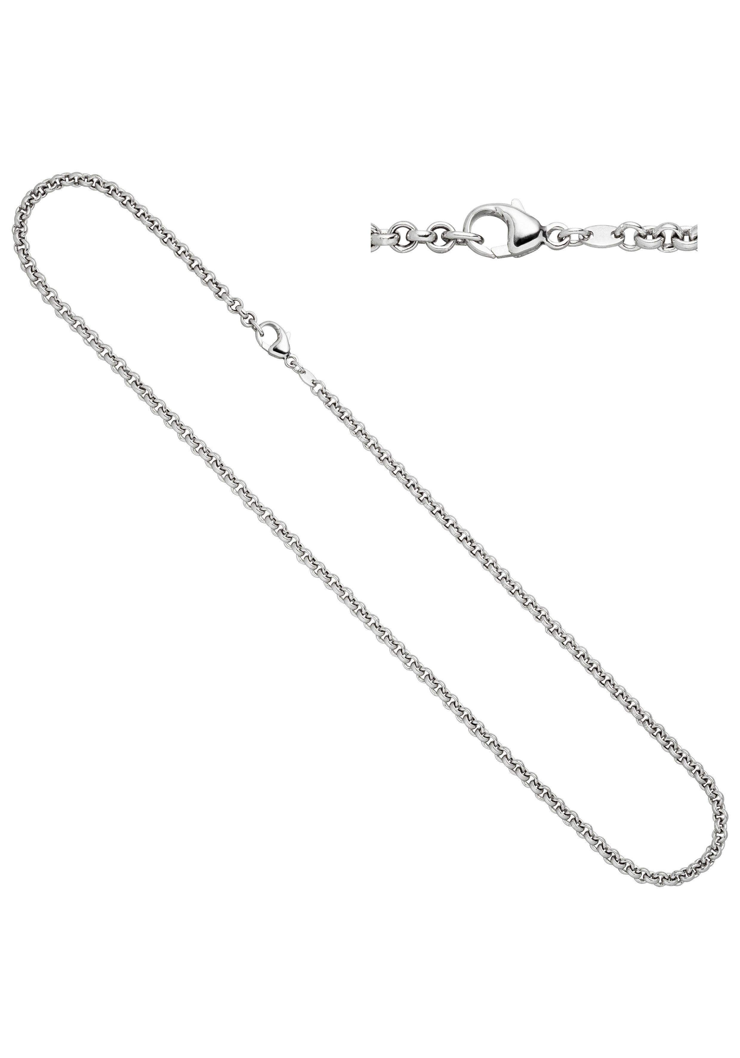 JOBO Goldkette, Erbskette 585 Weißgold 45 cm 3 mm