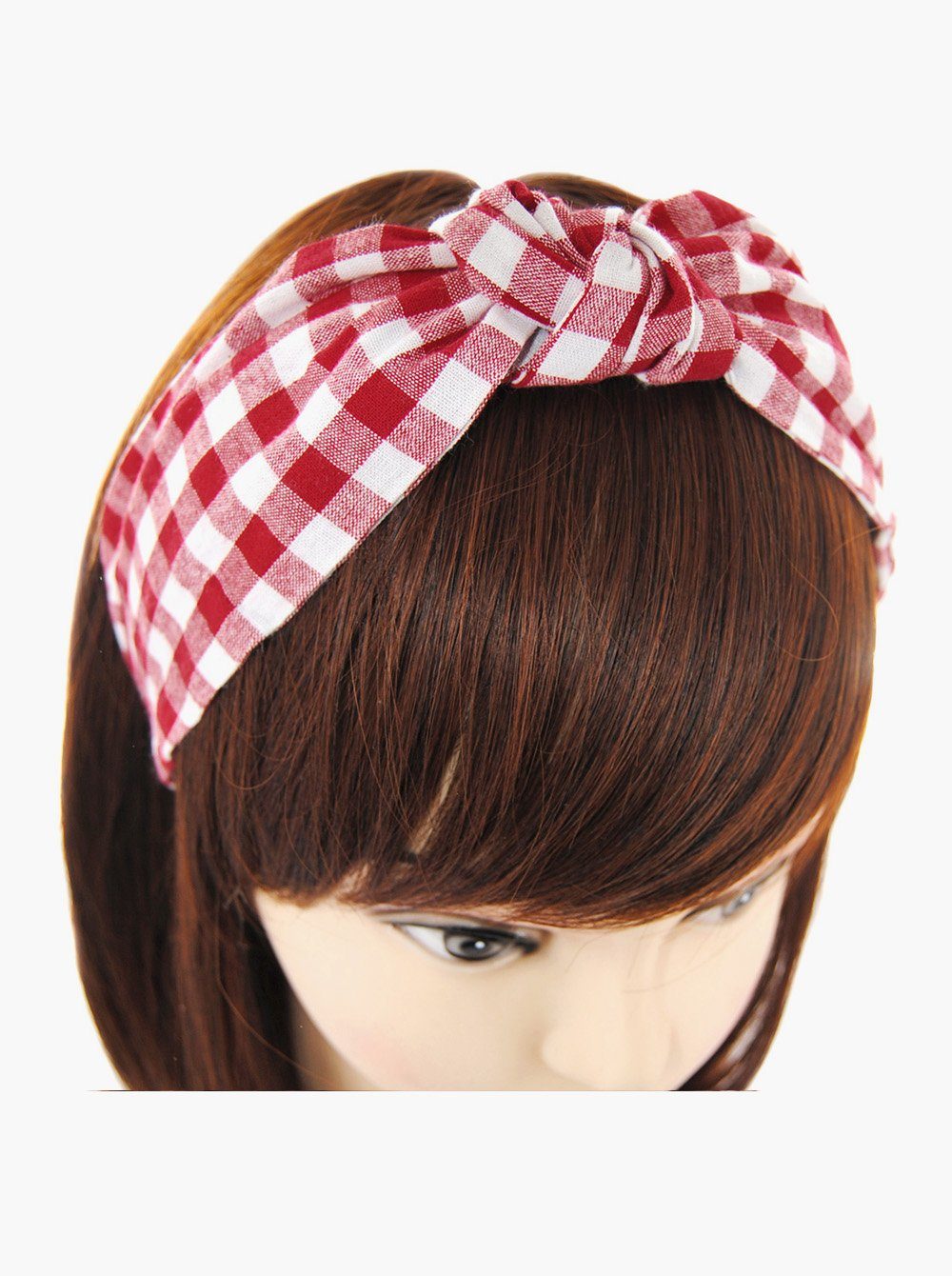 Haarreif Look Premium Kariert Vintage Haarreif, Haarreif axy Haarband mit Knoten Rot Haareifen