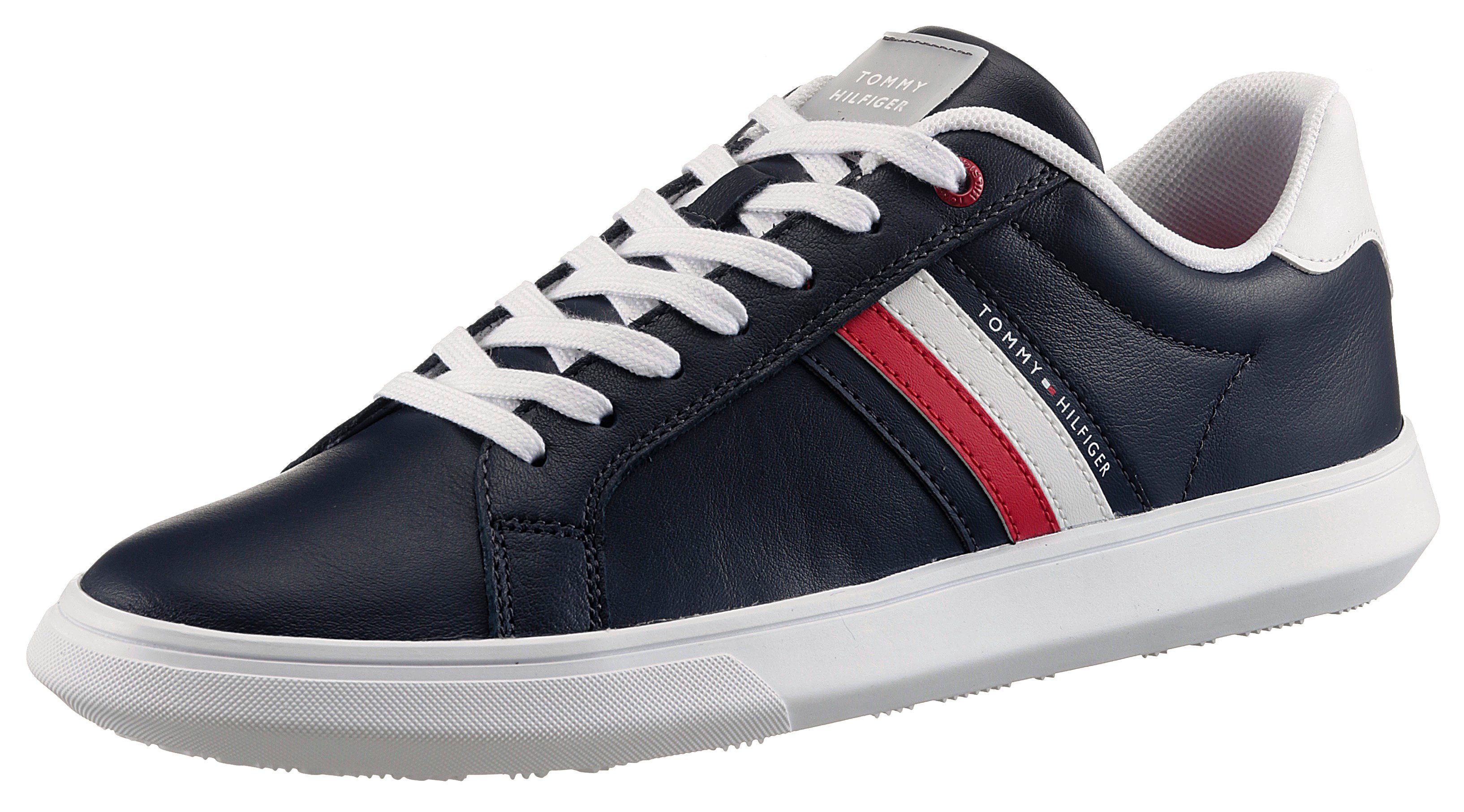 Tommy Hilfiger ESSENTIAL LEATHER CUPSOLE Sneaker mit typischen Streifen, Freizeitschuh, Halbschuh, Schnürschuh