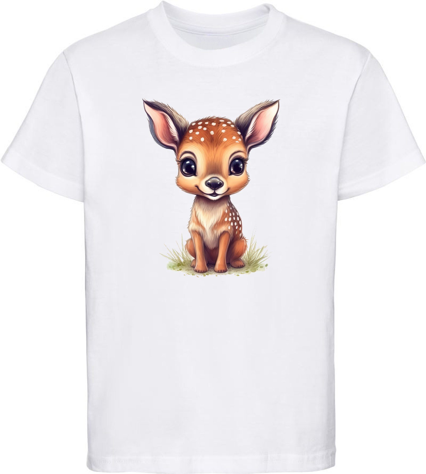 T-Shirt Kinder Wildtier Print Shirt bedruckt - Baby Reh Rehkitz