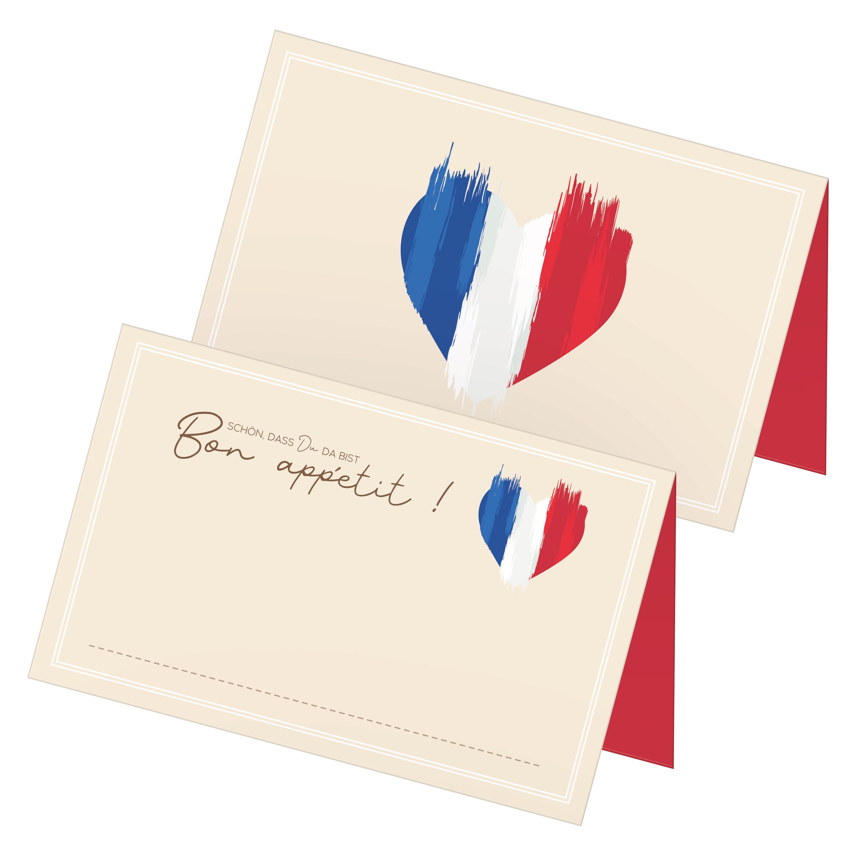 itenga Papierdekoration itenga 48x Tischkarten Platzkarten FRANKREICH, Motiv mit französische