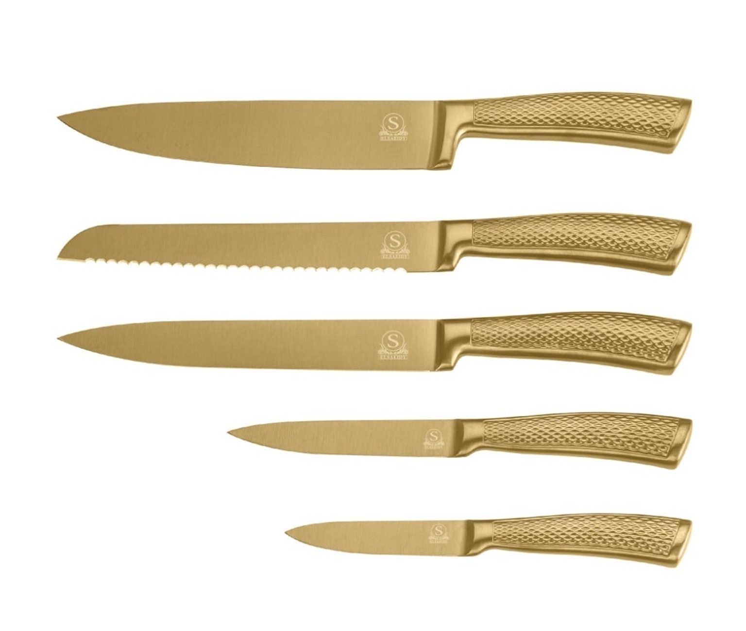 Cheffinger Messer-Set (6-tlg), mit ergonomischem Griff & magnetischem Messerblock, 6-teilig