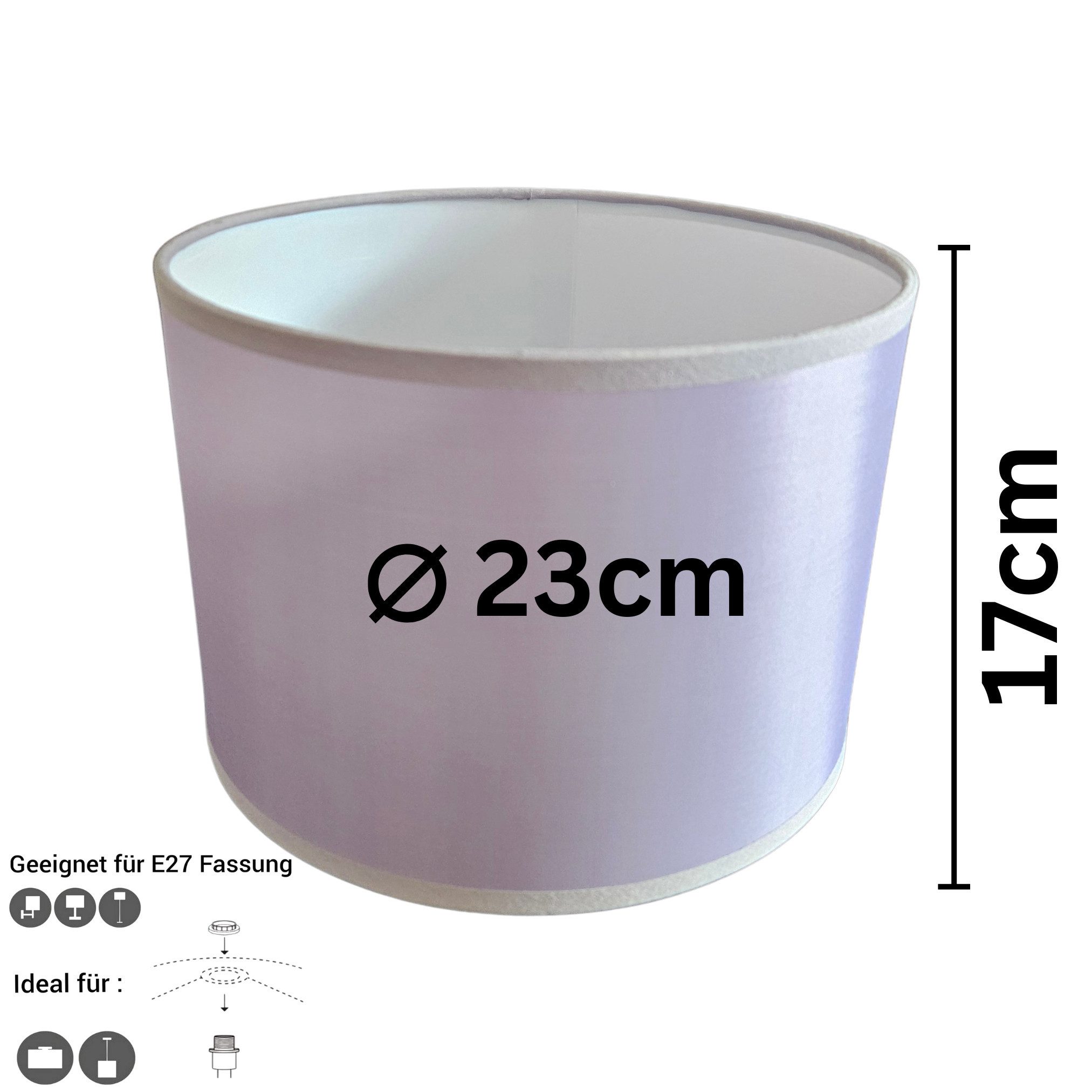 Lichthandel Hoch Lampenschirm Lampenschirm E27 Rund Retro Vintage Silbergrau Stofflampenschirm, Textilschirm Ersatzschirm Stehlampe