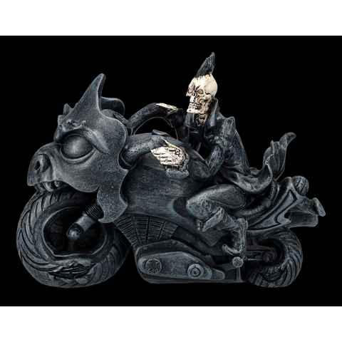 Figuren Shop GmbH Dekofigur Skelett Figur Motorrad - Ride or Die - Gothic Fantasy Dekofigur Dekoration