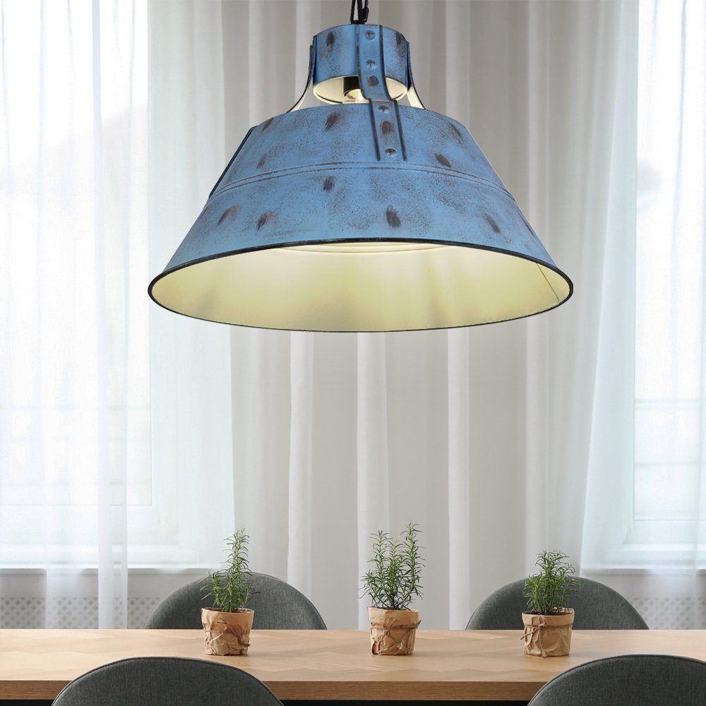 etc-shop Wohn Industrie Decken Leuchtmittel inklusive, blau Design Lampe Hänge im Pendel Warmweiß, Leuchte Deckenleuchte, Zimmer