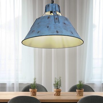 etc-shop Deckenleuchte, Leuchtmittel inklusive, Warmweiß, Decken Pendel Lampe Wohn Zimmer Industrie Design Hänge Leuchte blau im
