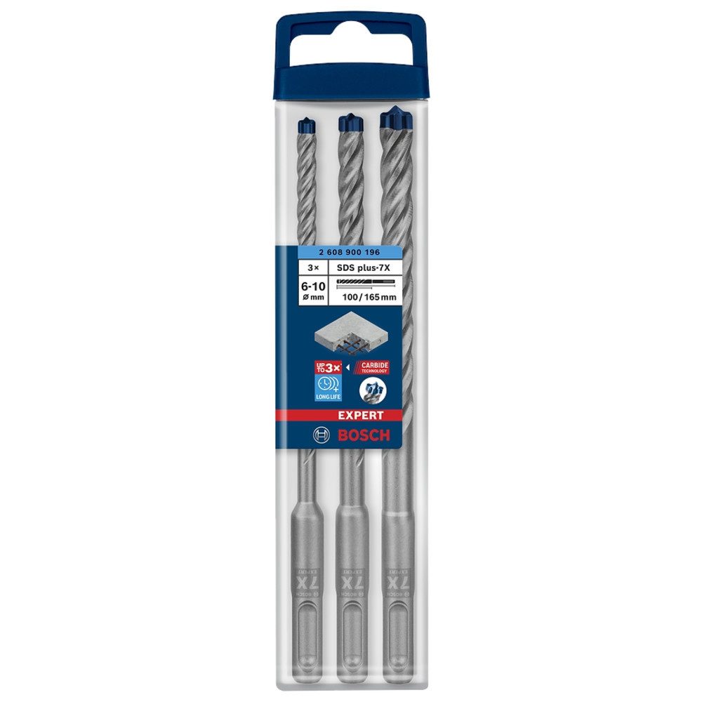 Bosch Professional Bohrmaschine Hammerbohrer-Set Expert SDS plus-7X, 3-teilig, 6-10 mm