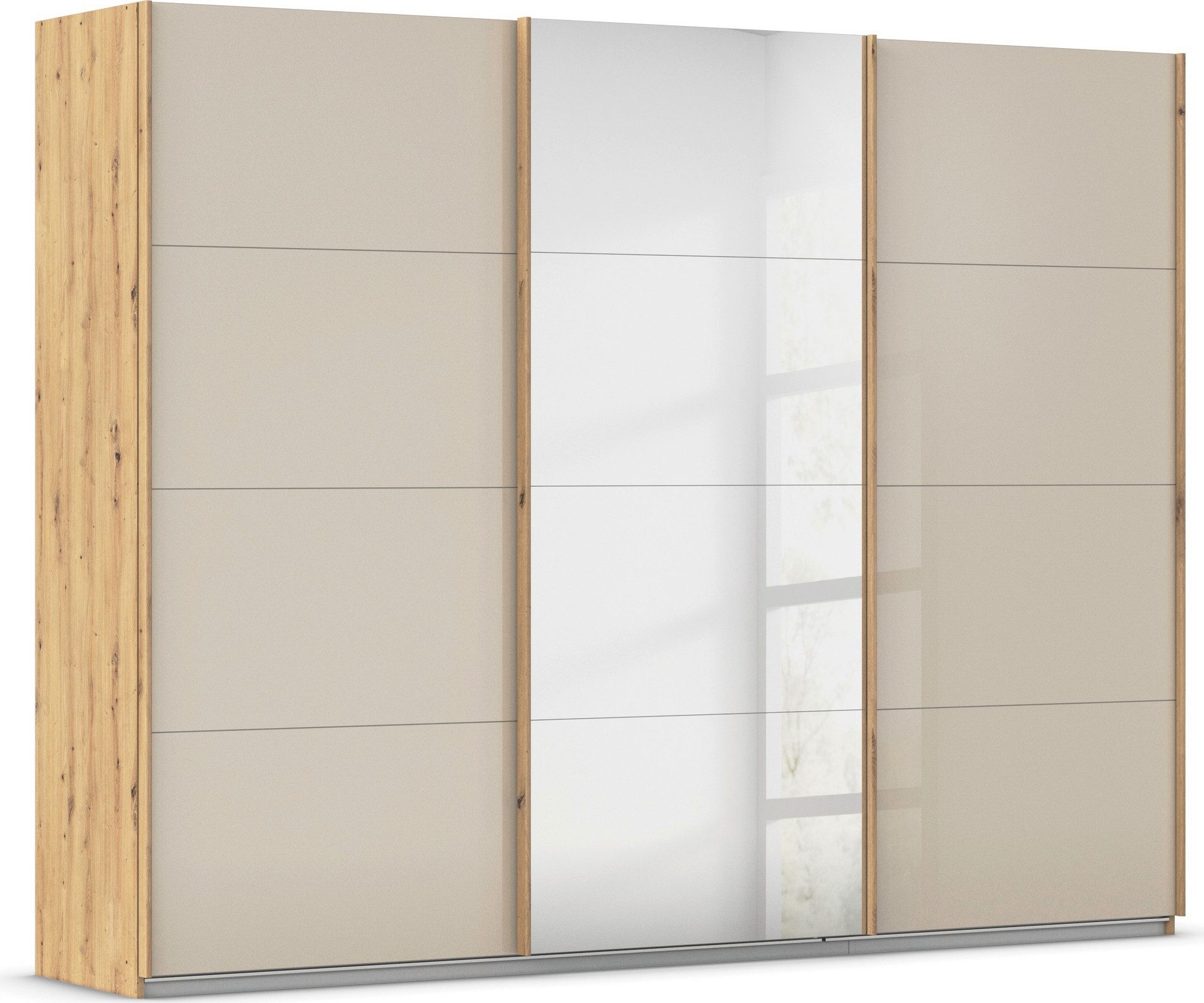 OTTO home Schwebetürenschrank Kleiderschrank Kleiderschränke Schrank Garderobe AGORDO mit Glasfront (Breiten 203/271/315/360 cm, Höhen 210/229 cm) durchdachte Innenausstattung, in 4 Breiten und 2 Höhen MADE IN GERMANY