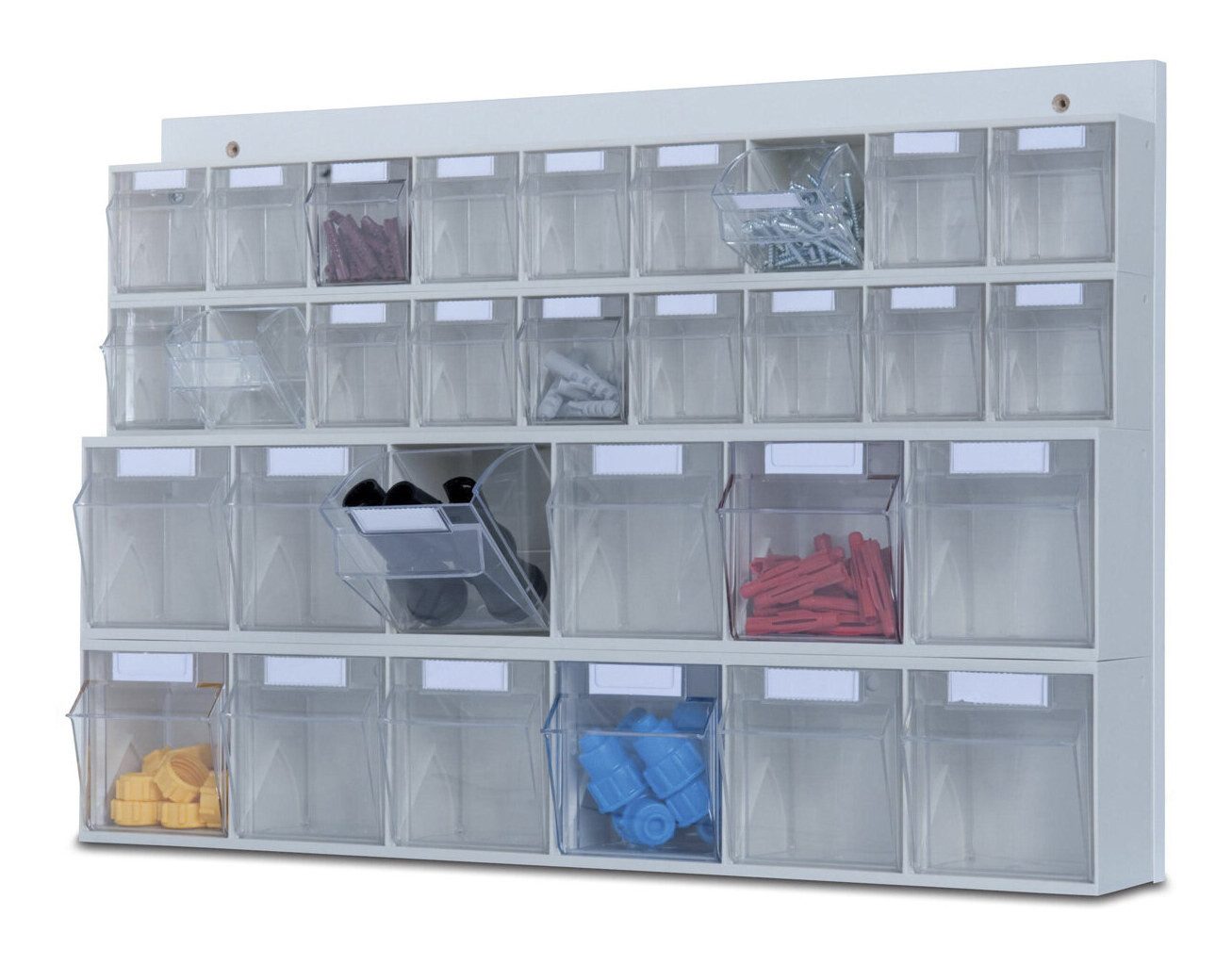 hünersdorff Kleinteilemagazin, MultiStore Wand-Set 30 Klarsichtbehälter hochschlagfest Kunststoff