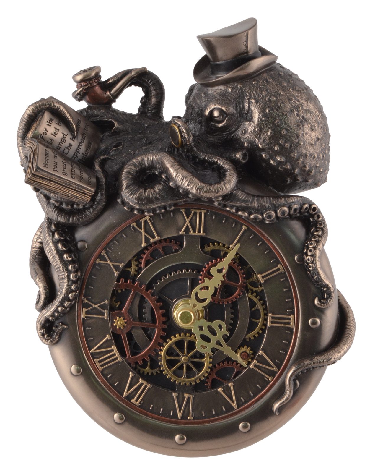 Vogler Dekofigur Steampunk Nostradamus Octopus Wanduhr 20 cm bronz. Uhr by Veronese