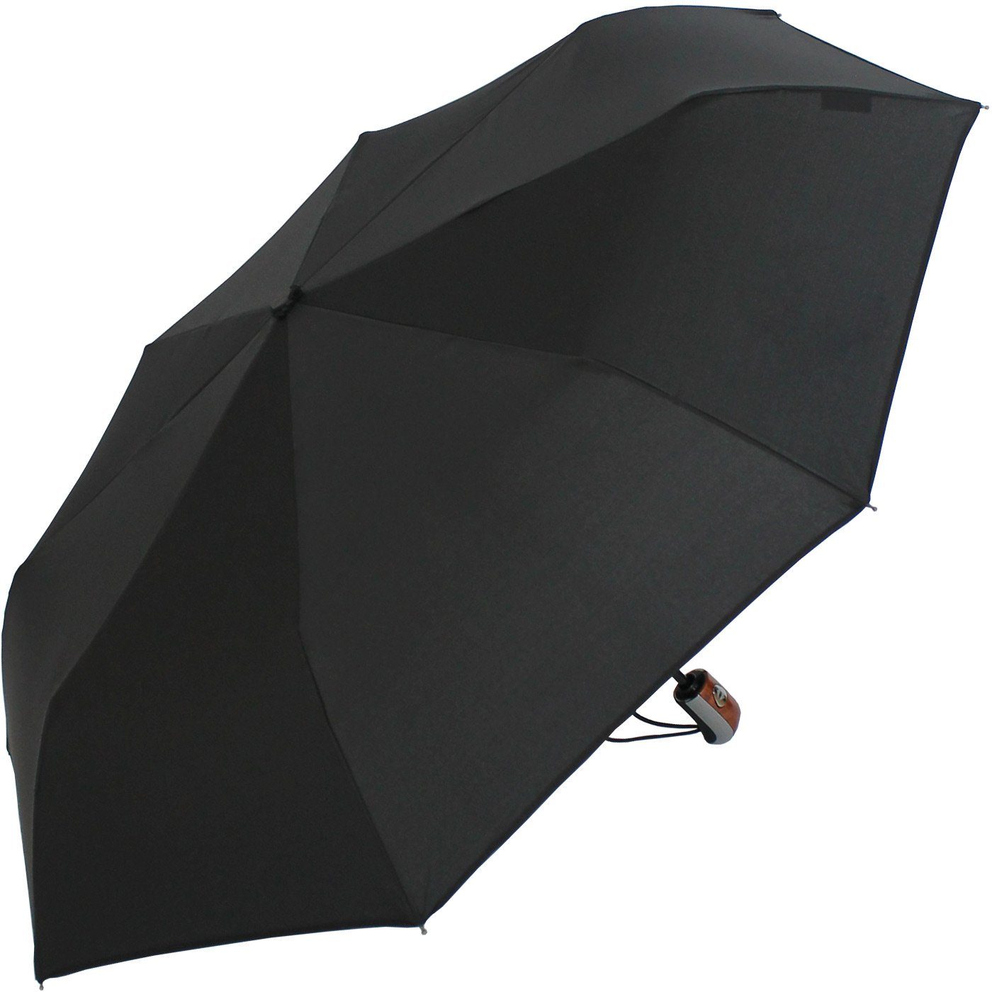 iX-brella Taschenregenschirm First Class - mit Auf-Zu-Automatik, Griff in Holz-Chrom-Optik