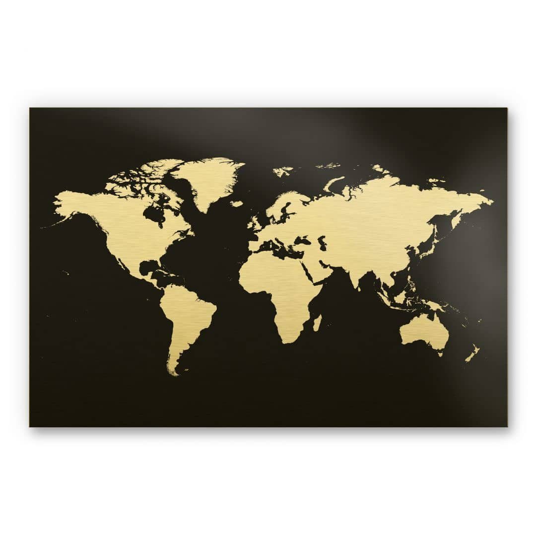 Wall Schwarz-Gold Gemälde Atlas Steampunk, Metall Art K&L Landkarte Weltkarte Wohnzimmer industrielle