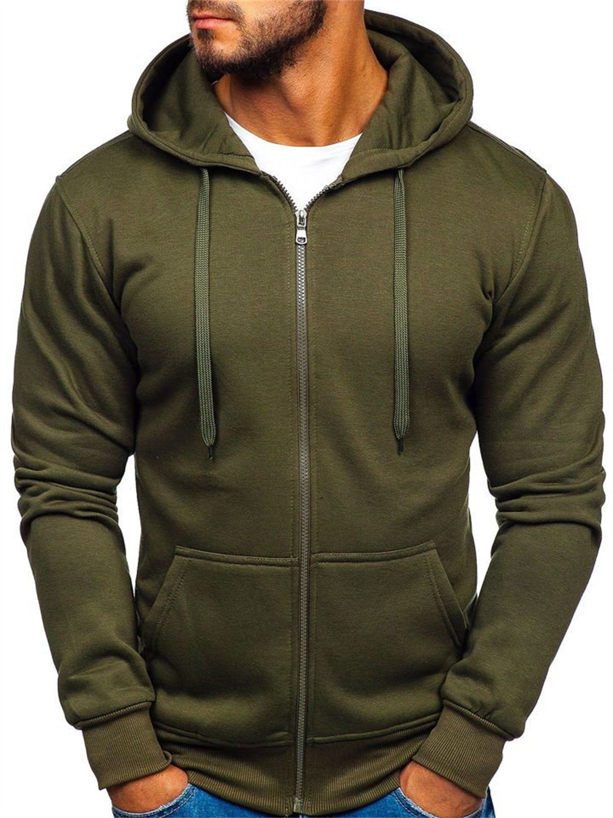 Discaver Sweatshirt Lockeres, Grün atmungsaktives Freizeit-Sweatshirt Herren für