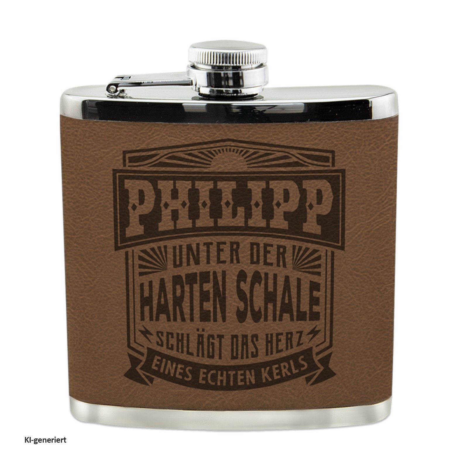 HTI-Living Flachmann Echter Kerl Flachmann Philip, Männer Trinkflasche mit Kunstleder