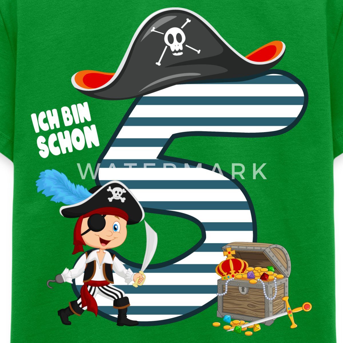 Spreadshirt T-Shirt 5. Geburtstag Schon Ich Schon Bin Fünf Pirat Schatz Kinder Premium T-S (1-tlg)