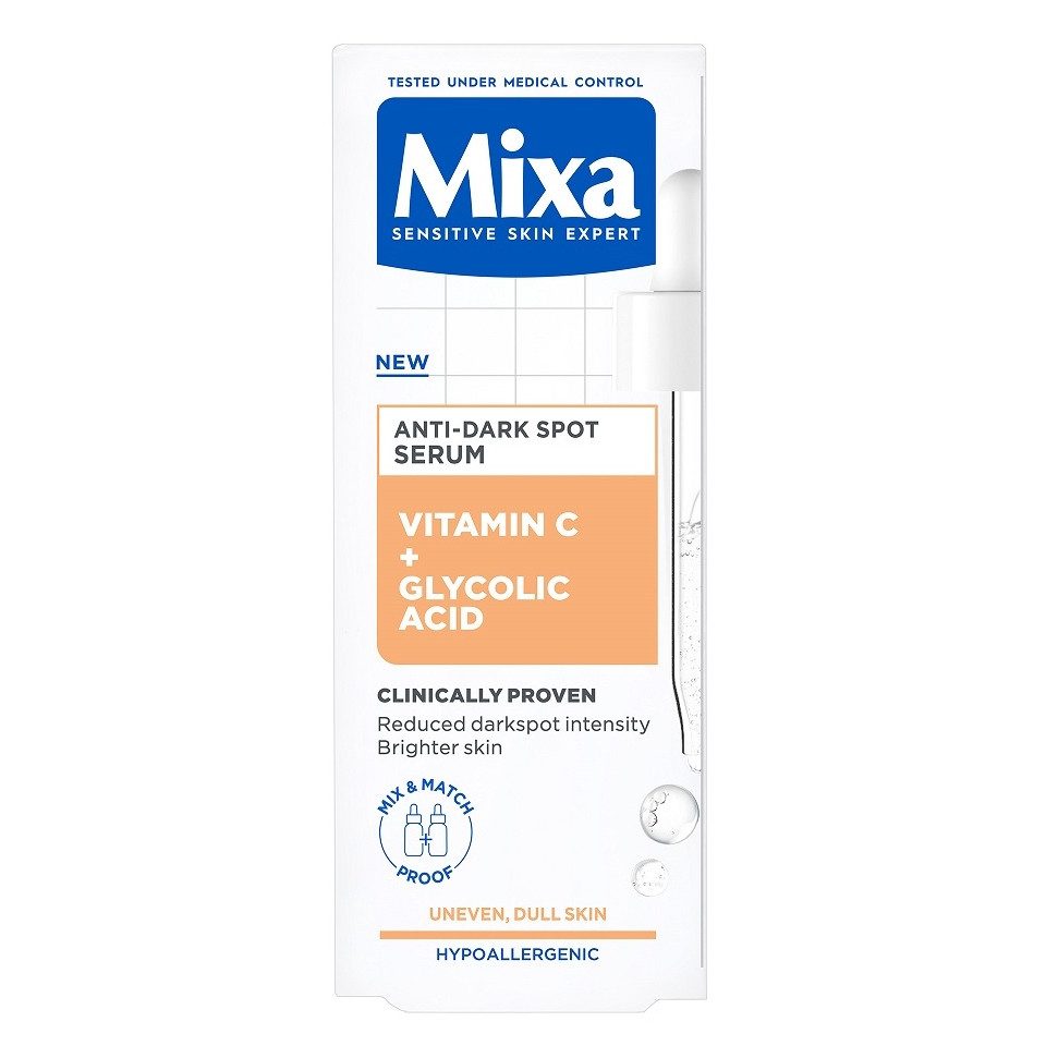 Mixa Gesichtsserum Anti-Pigmentflecken Serum - 30 ml, Serum gegen Pigmentflecken & ungleichmäßigen Hautton