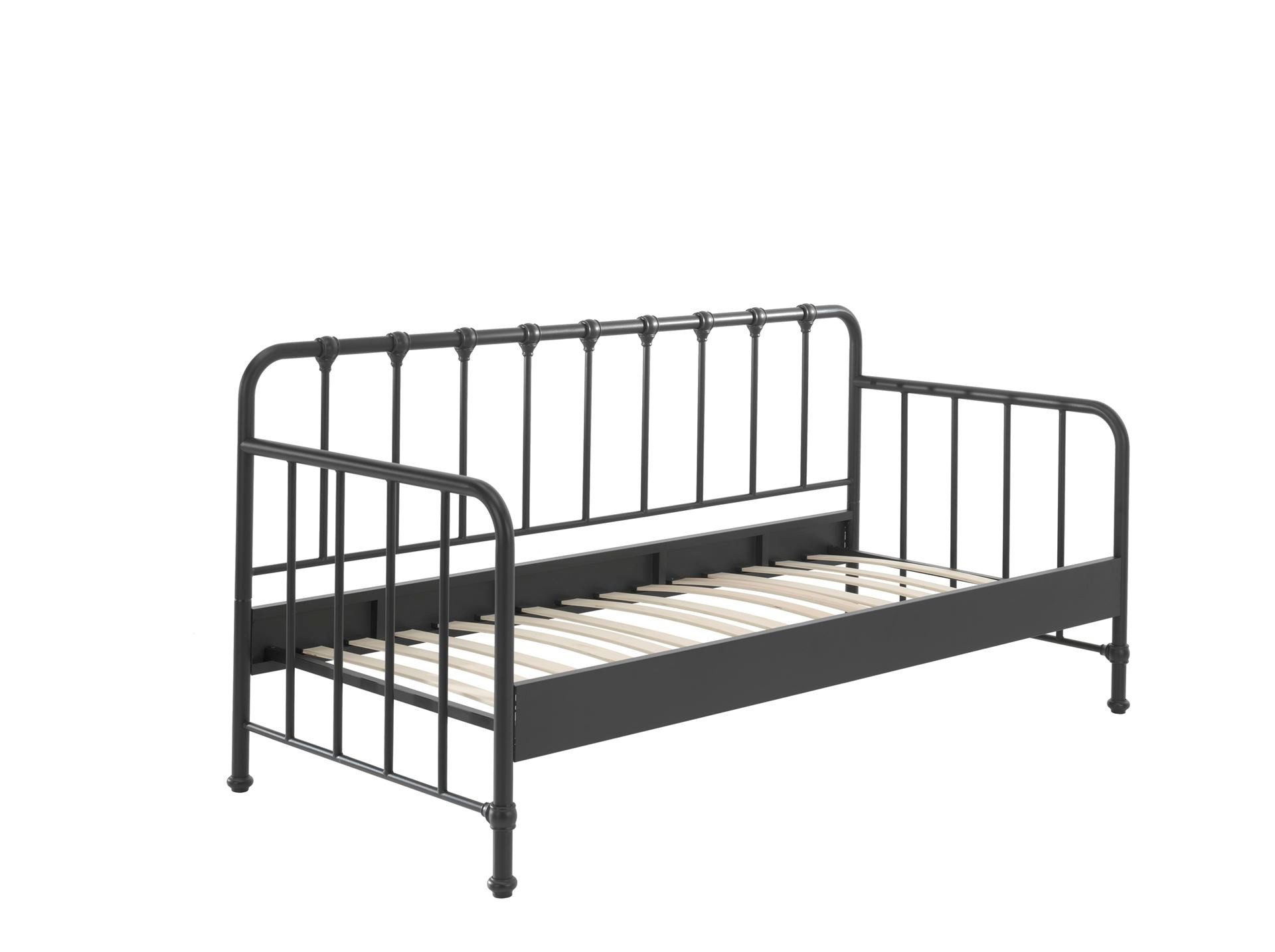 58 aufm Kessel Bettgestell Metallbett Kay 97x206x110 Einzelbett avantgarde Metall Schwarz matt (inkl. Versand, Lieferung bis Verwendungsstelle), Liegefläche 90x200, modernes Bett mit Rohrrahmen und trendiger Optik