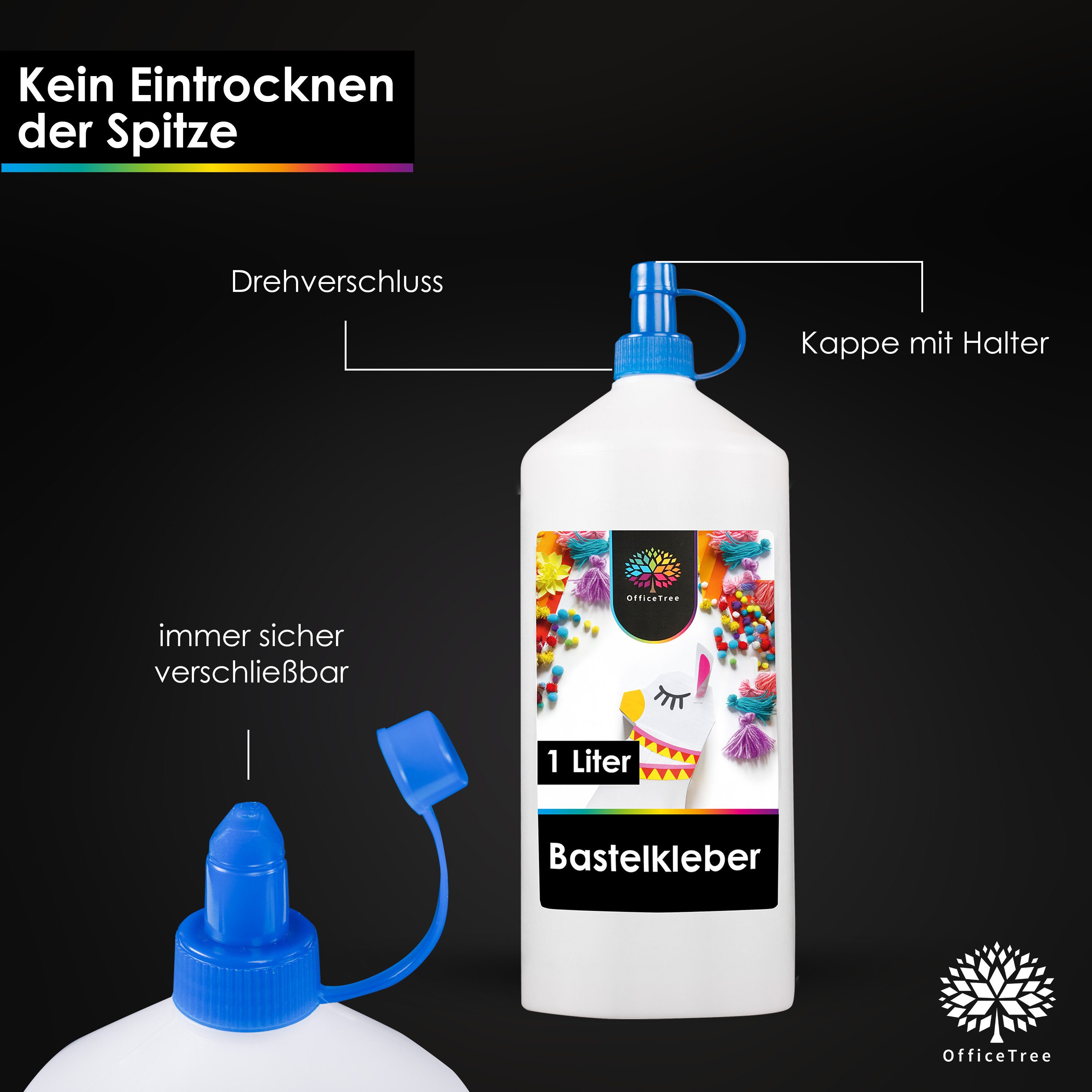 OfficeTree Wok OfficeTree Bastelkleber 1 Liter - Transparent Trocknend, (Set) – Bild 2 von 5