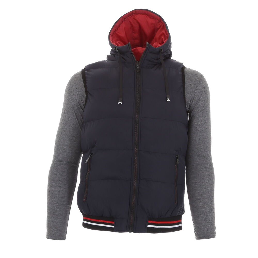Ital-Design Wendejacke Herren Freizeit Weste Kapuze Beidseitig Tragbar Jacke in Dunkelblau