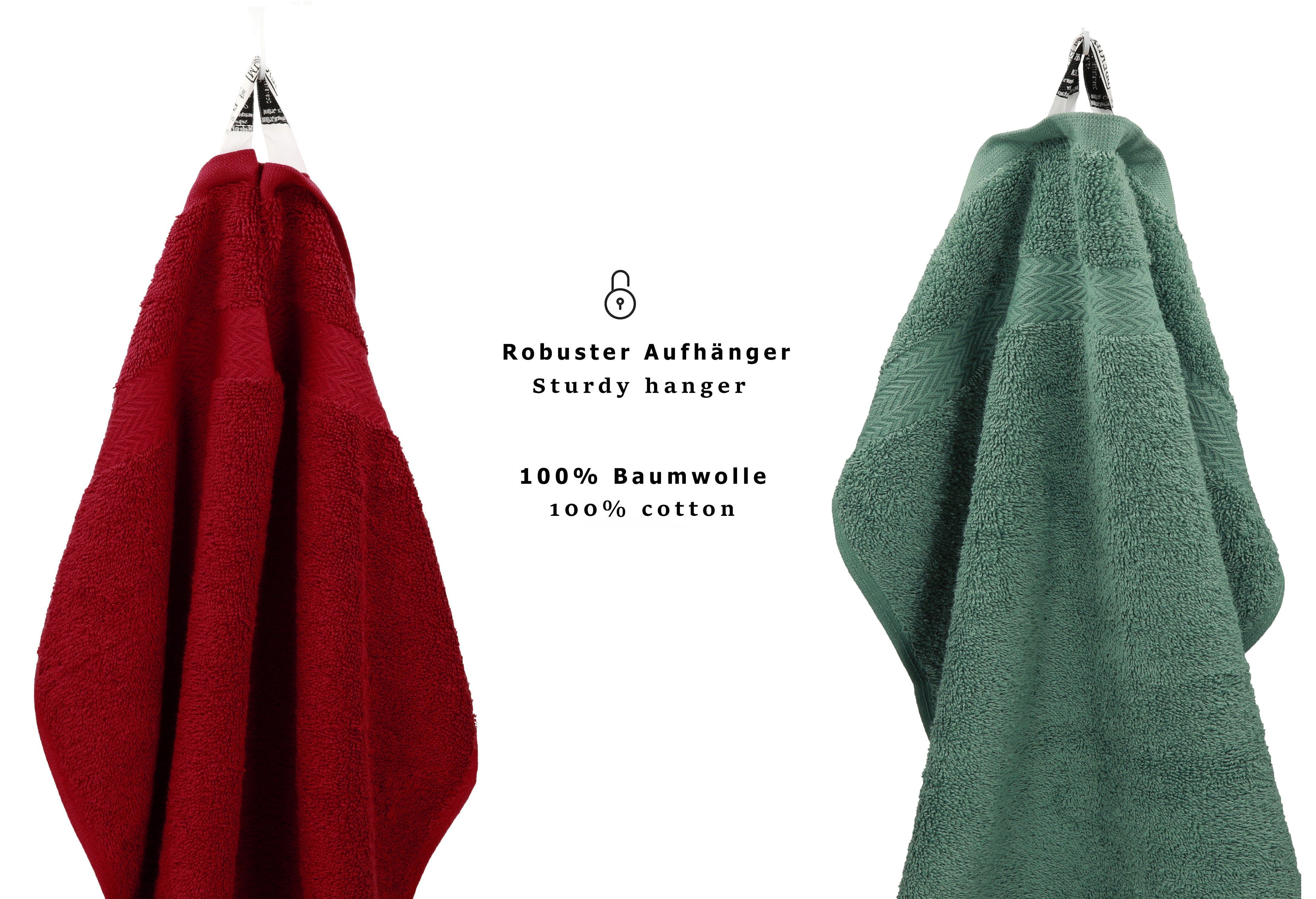Set PREMIUM Handtuch Baumwolle, 100% Betz 12-tlg. rubinrot/tannengrün, Handtuch Set Farbe (12-tlg)