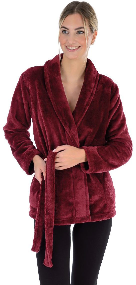 Wewo fashion Damenbademantel 6604, Kurzform, Kunstfaser, Schalkragen, Gürte günstig online kaufen