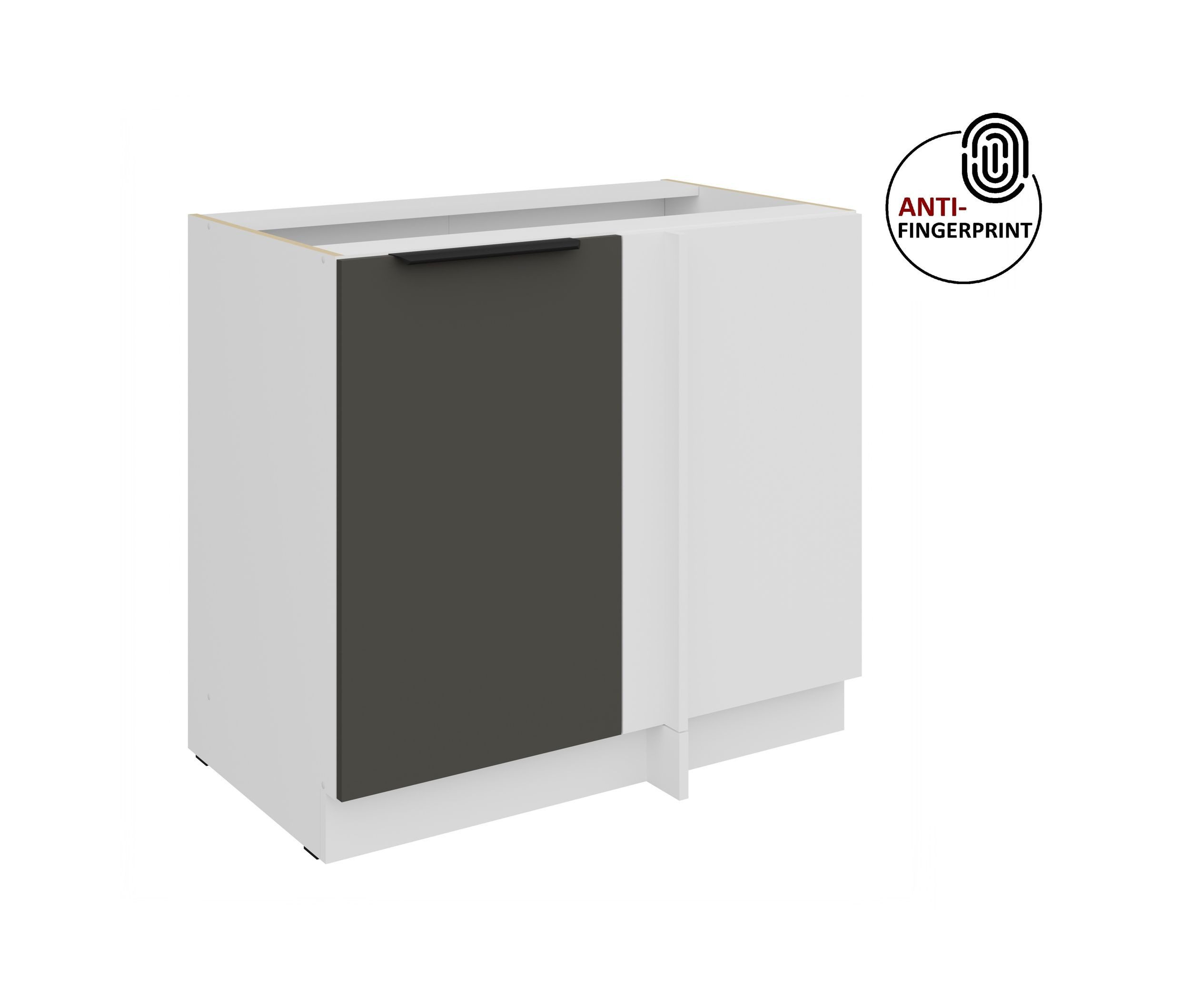 Küchen-Preisbombe Eckunterschrank 105 cm Küche ARIA Graphite ultra matt Anti Fingerprint Küchenzeile