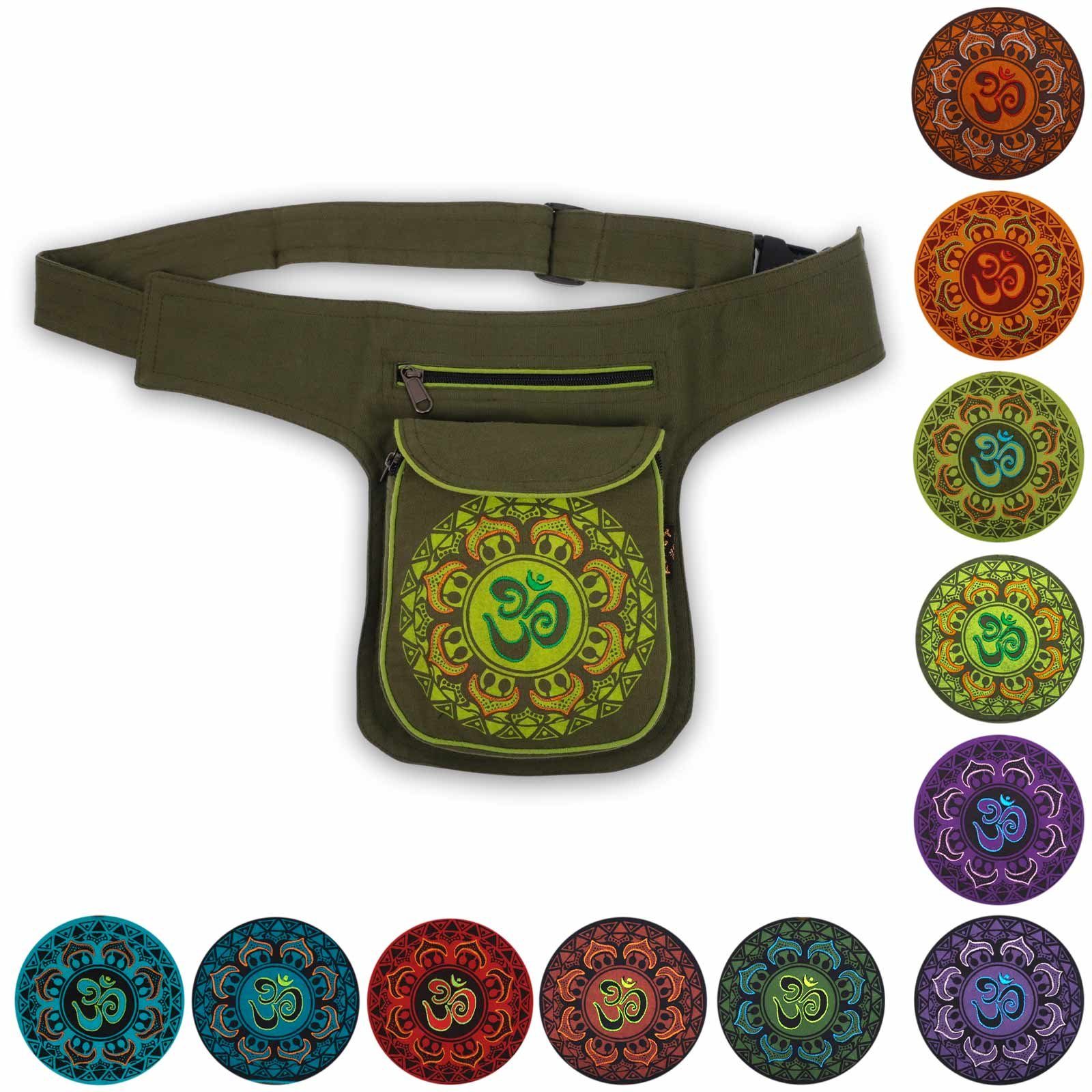 KUNST UND MAGIE Bauchtasche OM Gürteltasche Mandala Mandala Grün Sidebag Hüfttasche Bauchtasche