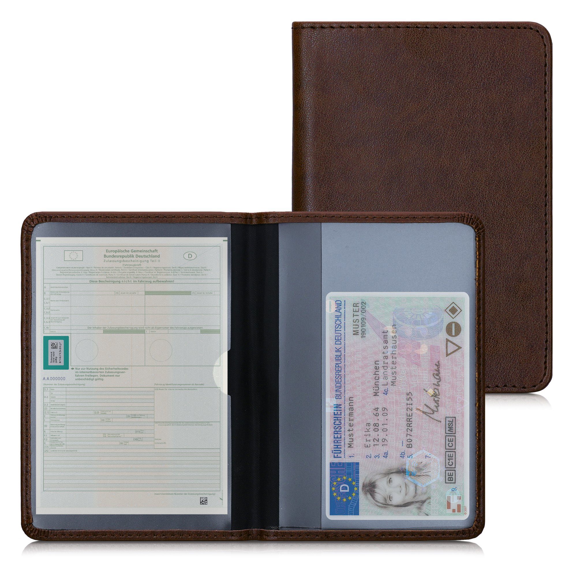 Etui Fahrzeugschein Hülle mit Kartenfächern Kunstleder Hülle Fahrzeug Mappe