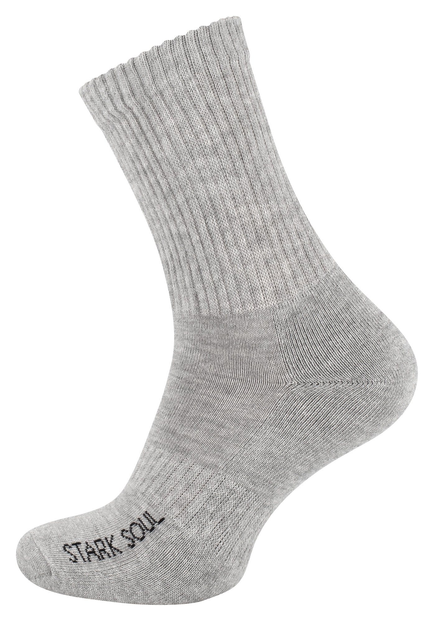 gekämmte Paar) FROTTEESOHLE, Frottee-Sohle (6 Schwarz/Weiss/Grau Sportsocken Stark Zehennaht, Baumwolle flache mit gepolsterte Soul® Sportsocken