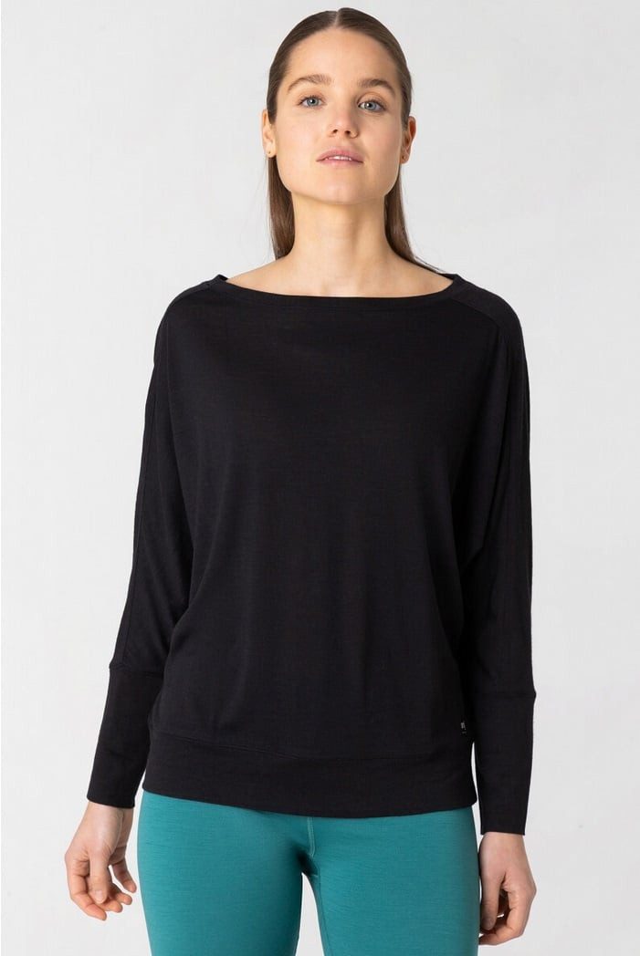 SUPER.NATURAL Langarmshirt Kula Top (Merinowolle) schwarz Damen günstig online kaufen