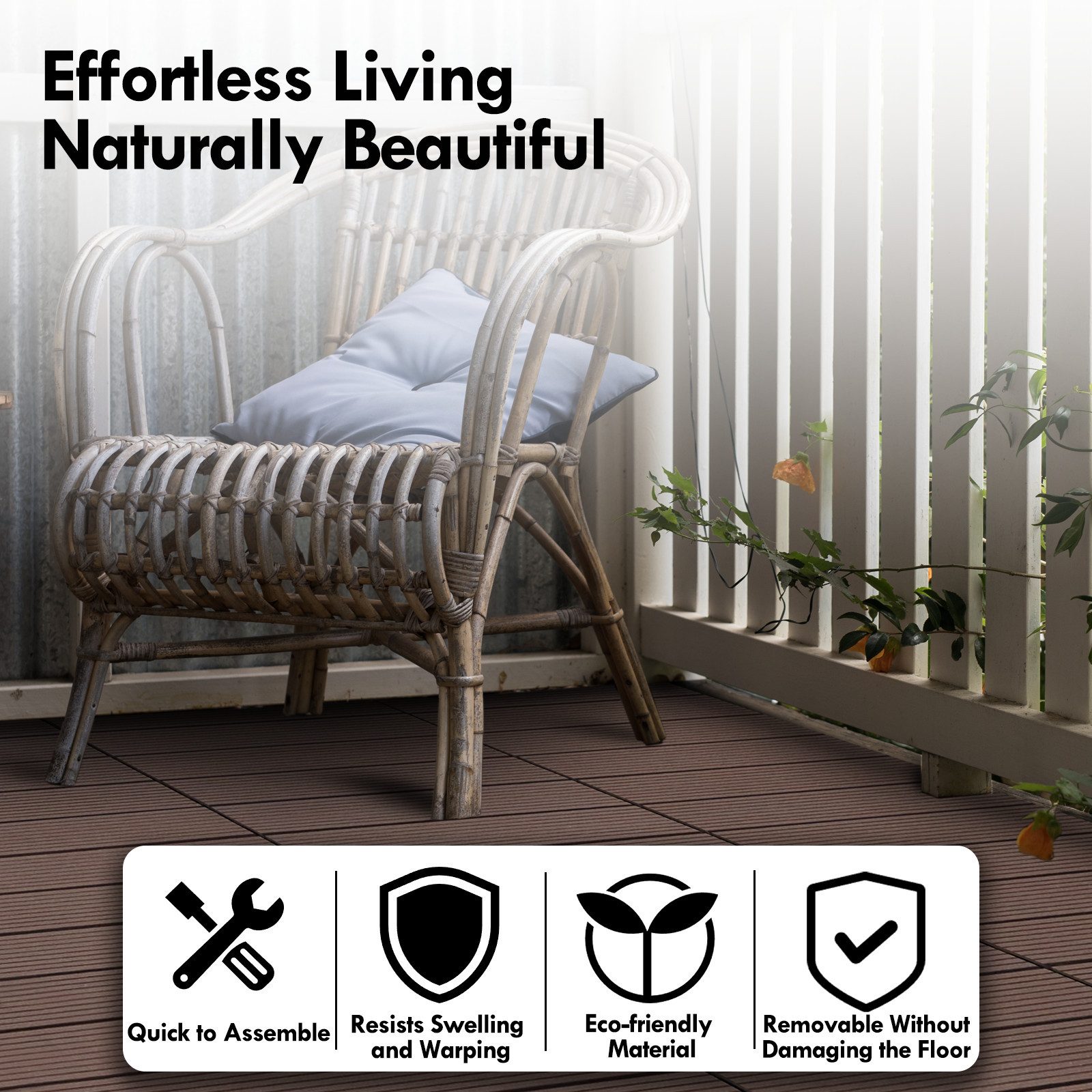 CCLIFE Terrassendielen WPC Terrassendielen, Balkon Boden, 30x30cm/ 30x60cm, (6-St)
