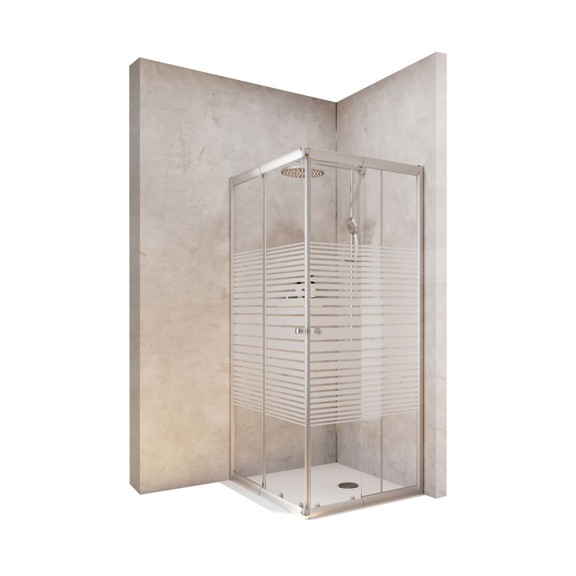 Schulte Eckdusche Corner 180 cm Höhe, BxT: 90x75 cm, Sicherheitsglas, Eckeinstieg Schiebetüren Silberfarben